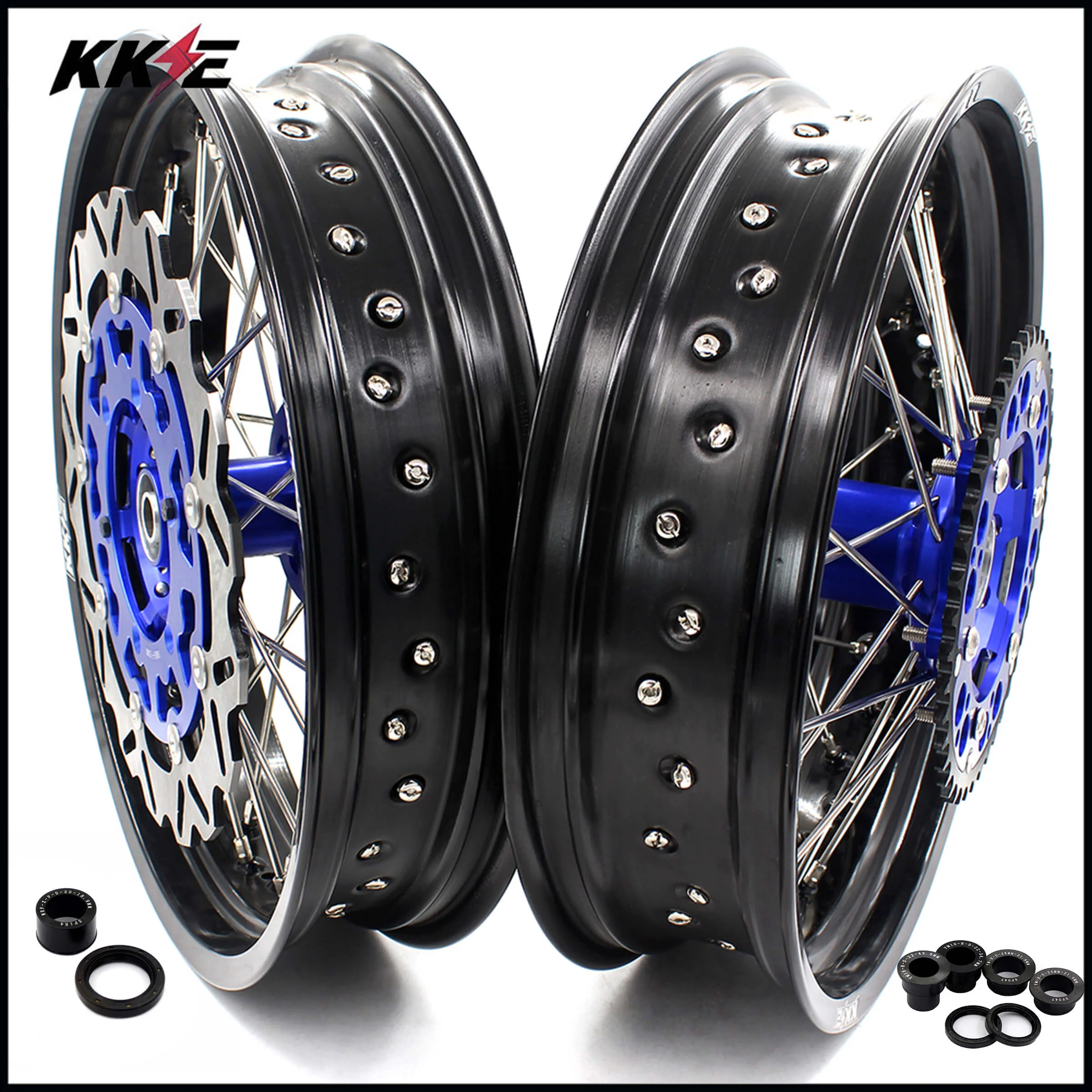 KKE 3.5 & 4.25 Wheels for Yamaha WR250F 2001-2019 WR450F 2003-2018 Blue - Image 14