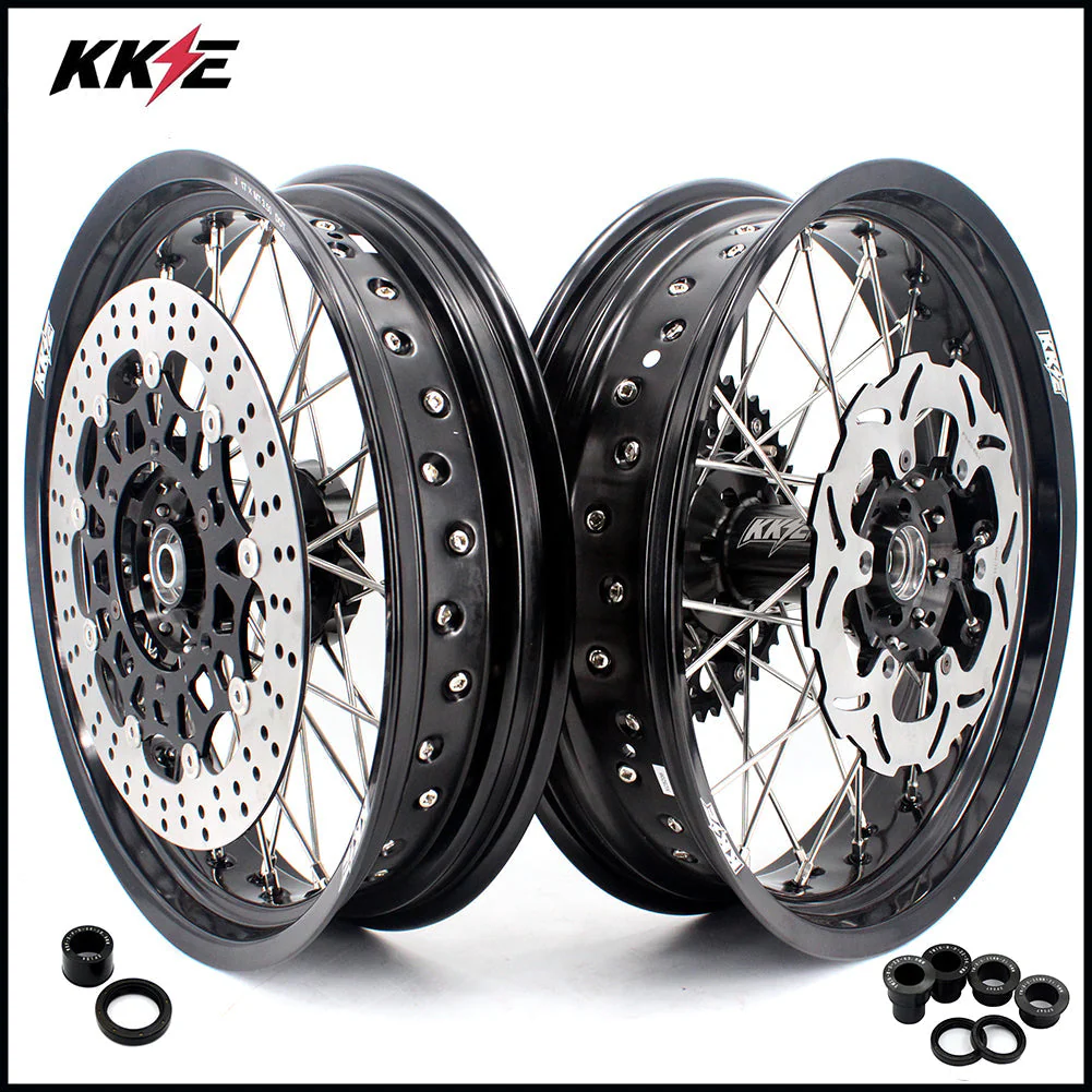 KKE 3.5 & 5.0 17 Inch Wheels for Yamaha WR250F 2001-2019 WR450F 2003-2018 Black - Image 12