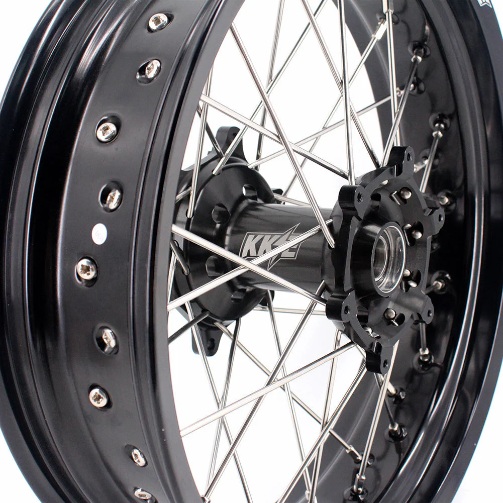 KKE 3.5 & 5.0 17 Inch Wheels for Yamaha WR250F 2001-2019 WR450F 2003-2018 Black - Image 7