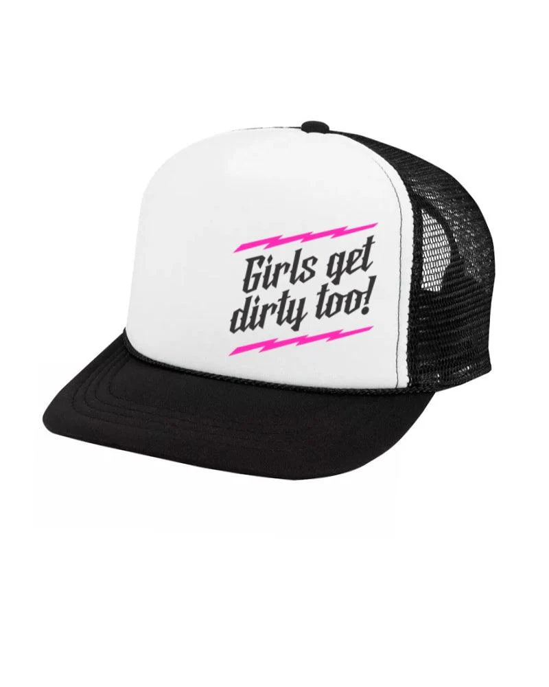 Girls Get Dirty Too Lightning Trucker Hat - Black/White - Image 3