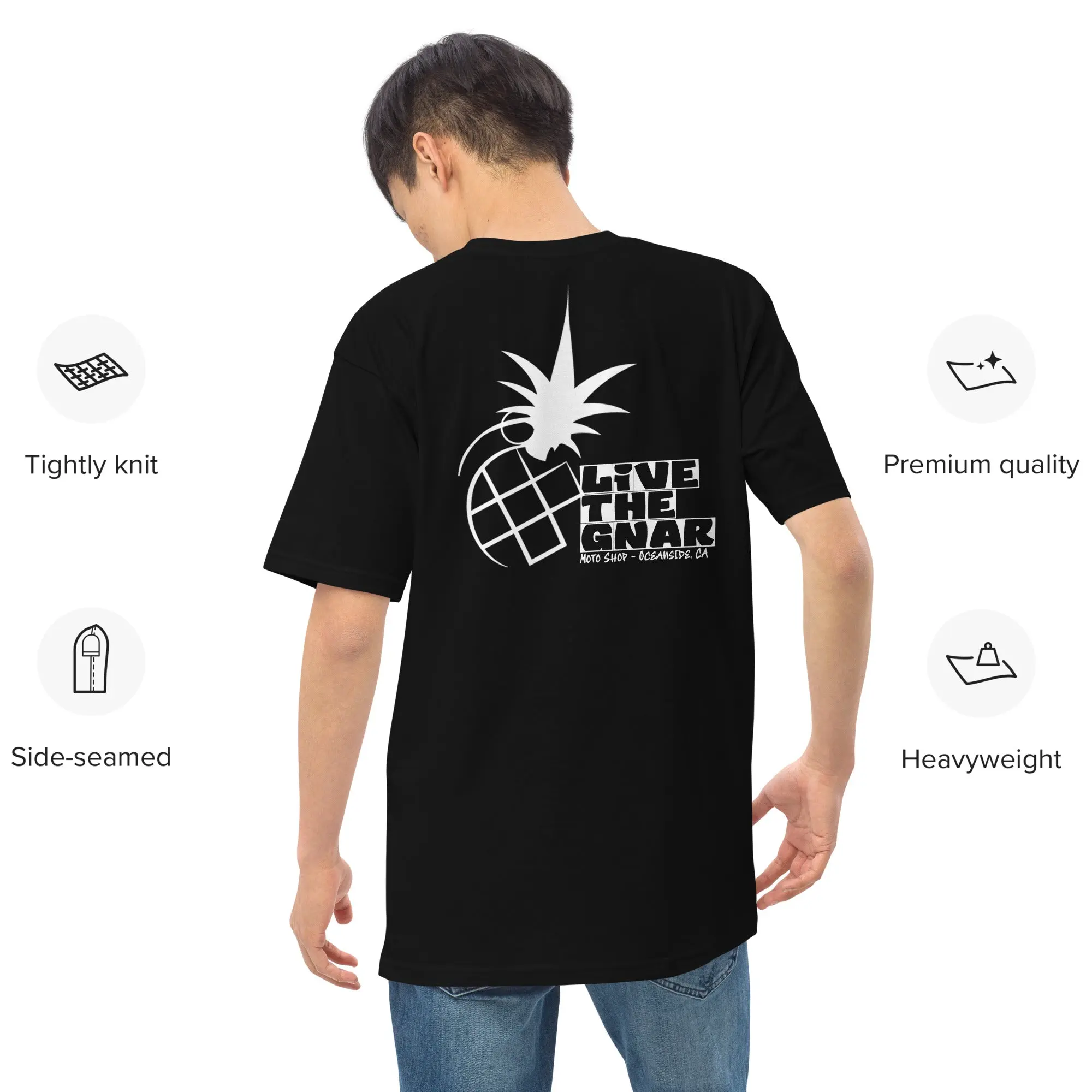 Live the Gnar Moto Shop Tee - Men’s Premium Heavyweight Shirt - Image 2