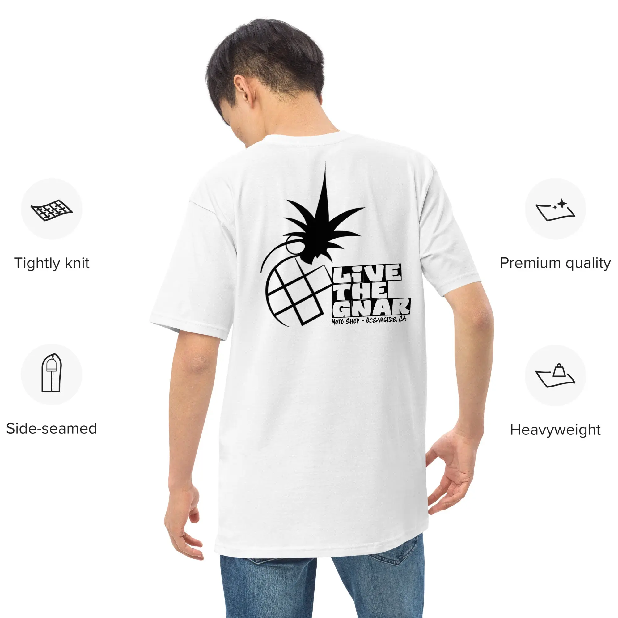 Live the Gnar Moto Shop Tee - Men’s Premium Heavyweight Shirt - Image 2