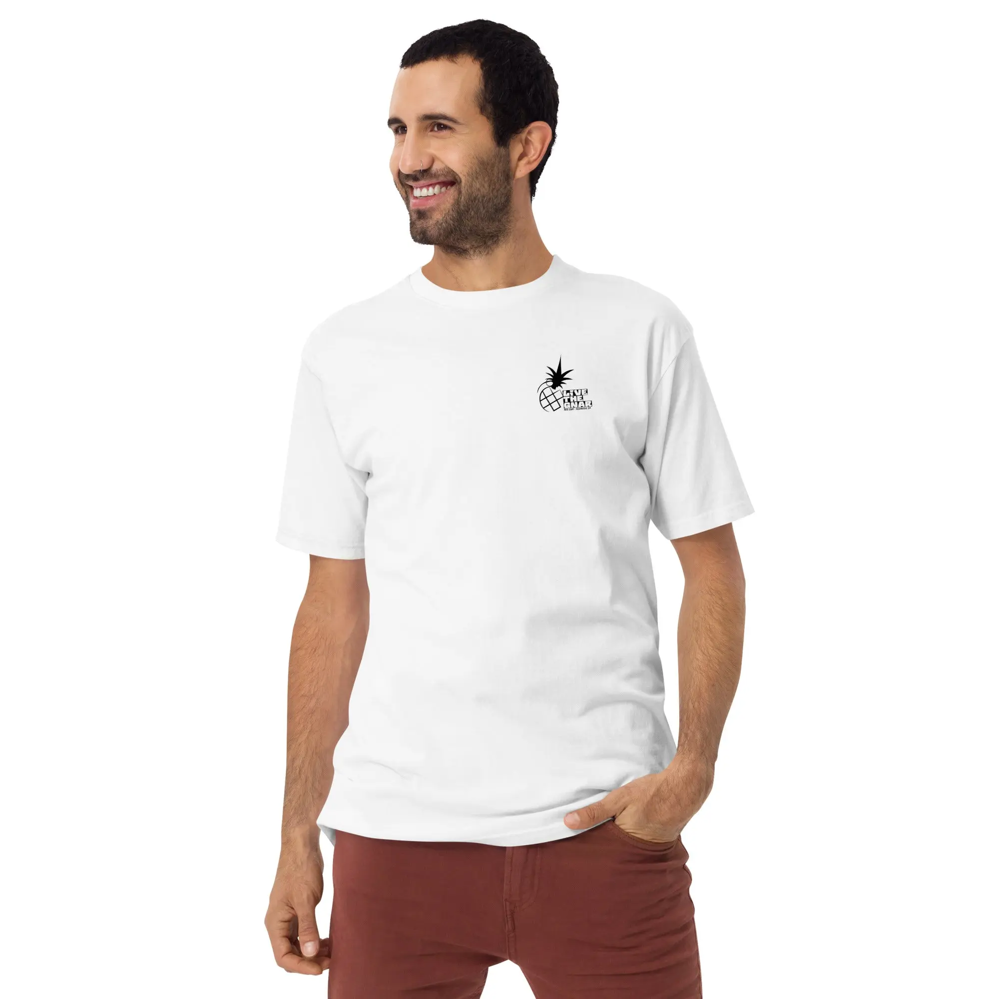 Live the Gnar Moto Shop Tee - Men’s Premium Heavyweight Shirt - Image 3