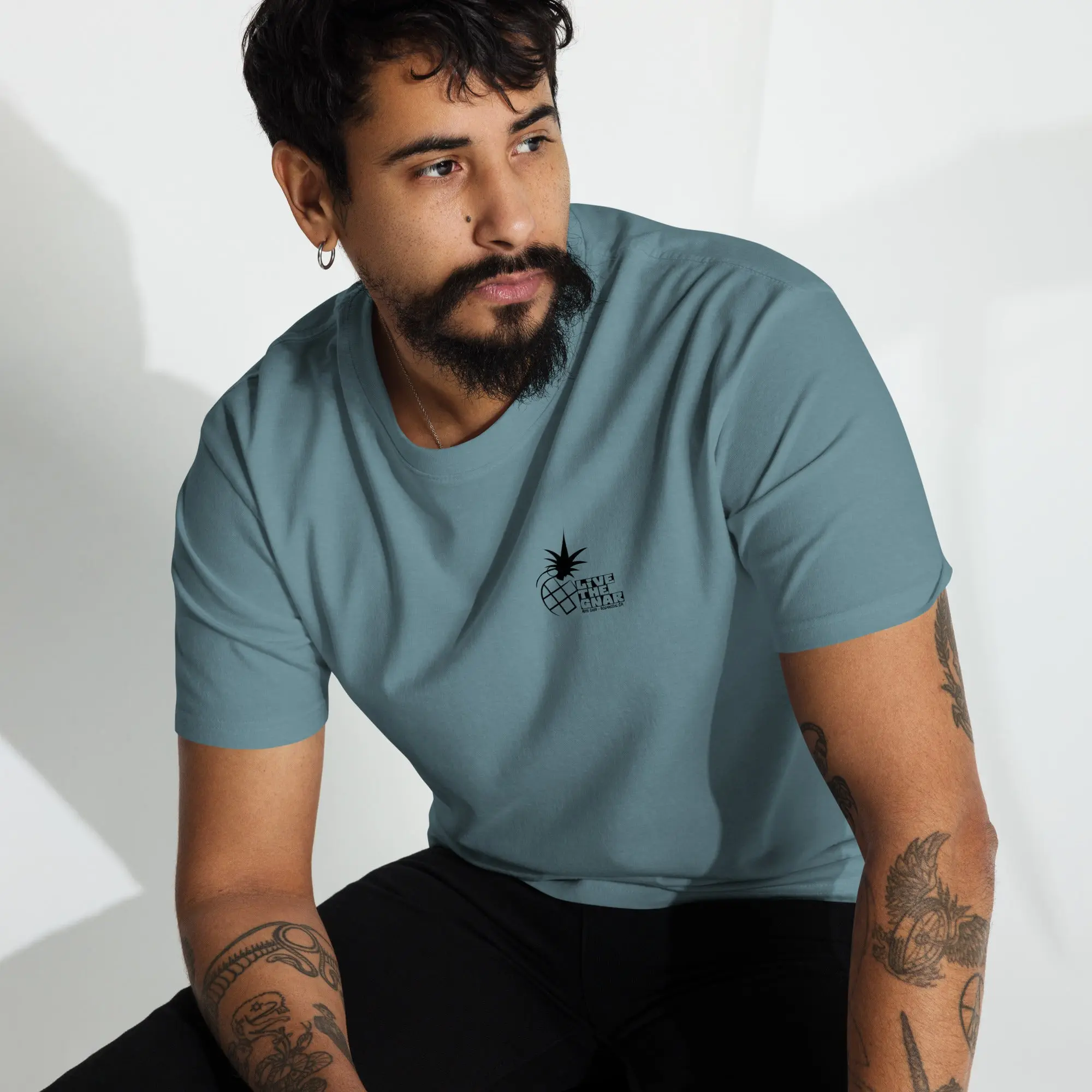 Live the Gnar Moto Shop Tee - Men’s Premium Heavyweight Shirt - Image 4