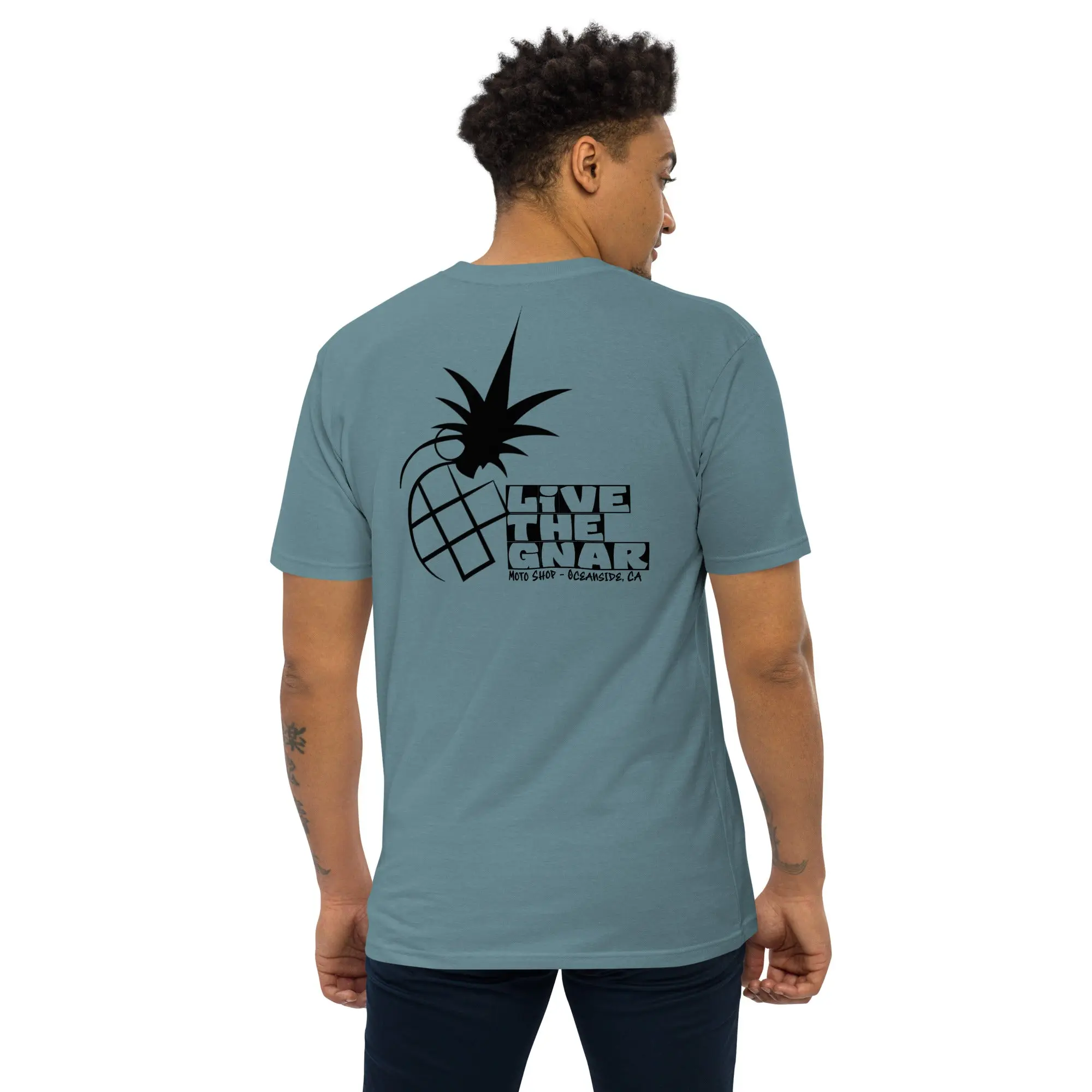 Live the Gnar Moto Shop Tee - Men’s Premium Heavyweight Shirt - Image 5