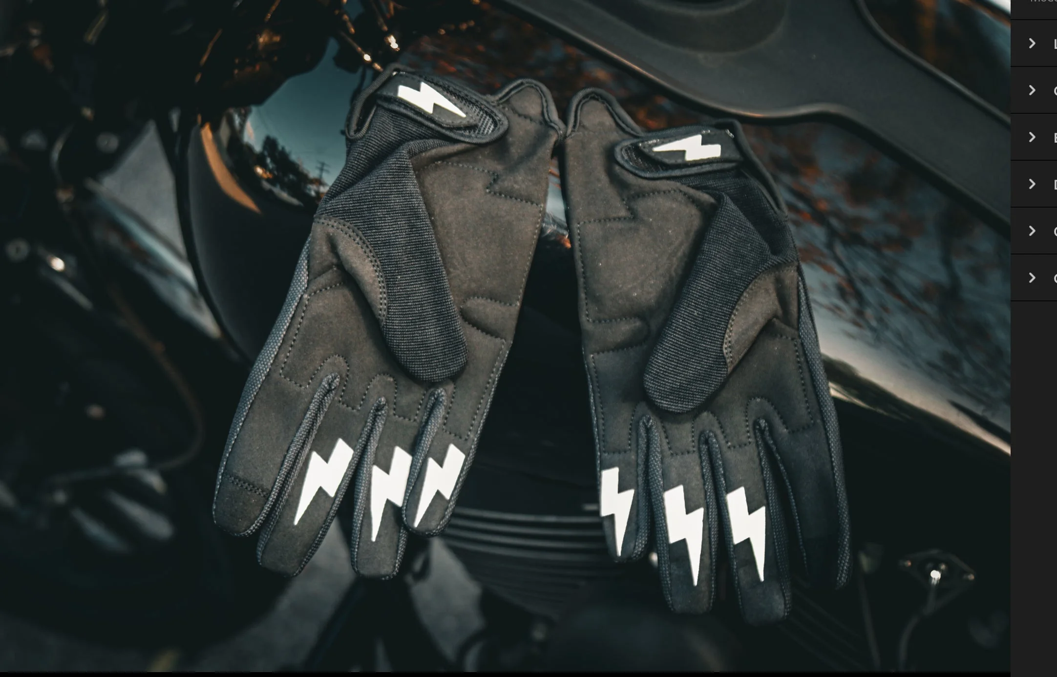 LoSide Move Over Gloves – Black with Lightning Bolts Motorcycle Gloves - Image 2