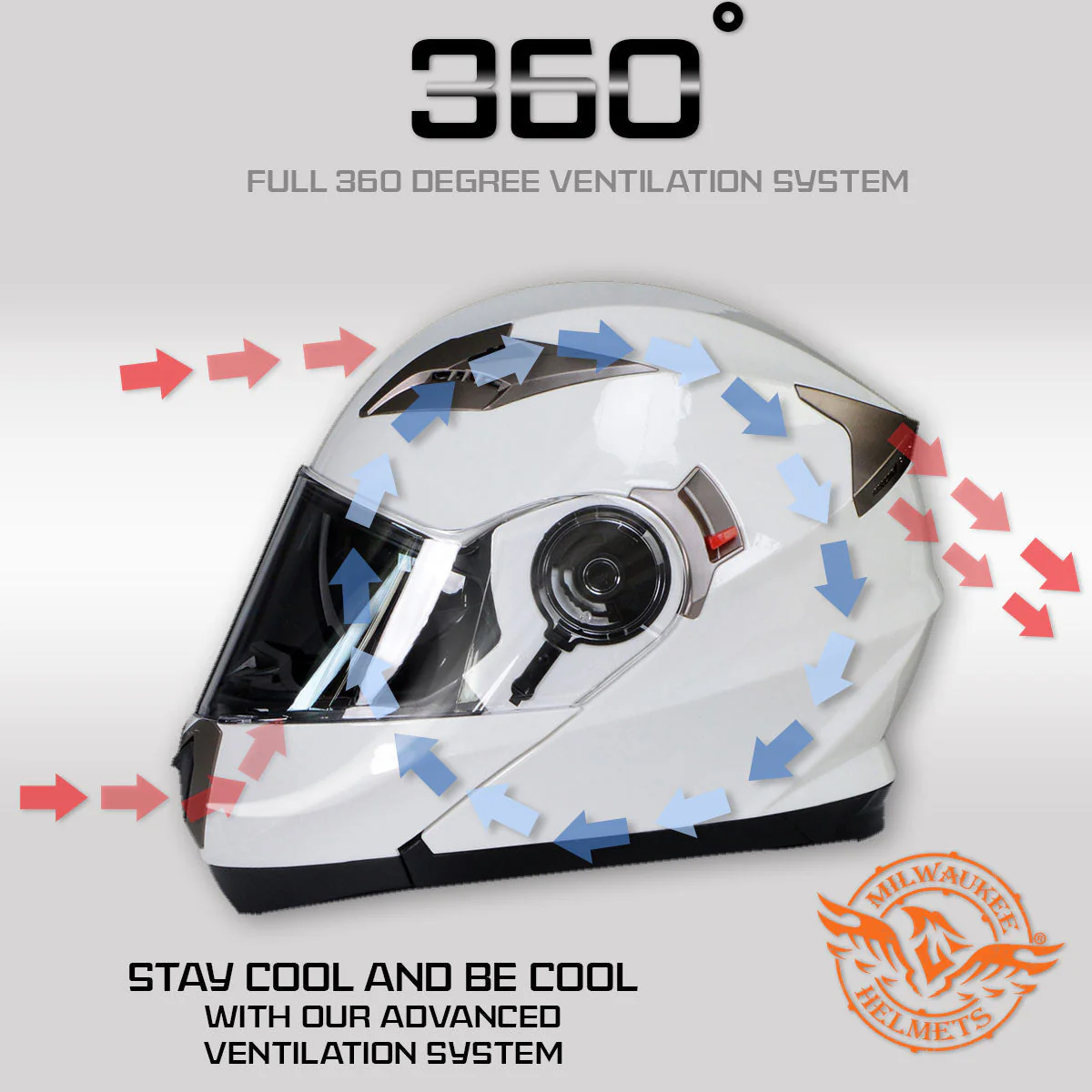 Milwaukee Helmets MPH9807DOT 'Ionized' Gloss White Modular Helmet for Men and Women Biker w/ MP7922FMSET Heated Balaclava Bundle - Image 5