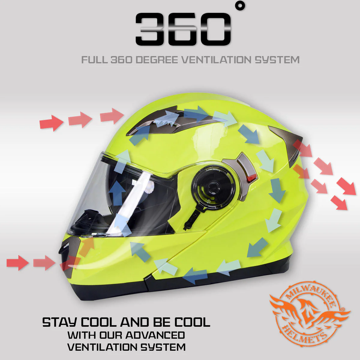 Milwaukee Helmets MPH9809DOT 'Ionized' Neon Yellow Modular Helmet for Men and Women Biker w/ MP7922FMSET Heated Balaclava Bundle - Image 5