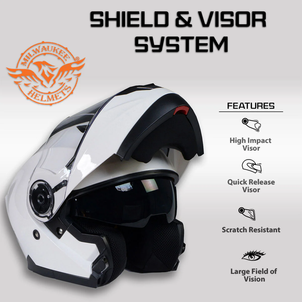 Milwaukee Helmets MPH9816DOT 'Breeze' White Modular Helmet for Men and Women Biker w/ MP7922FMSET Heated Balaclava Bundle - Image 6