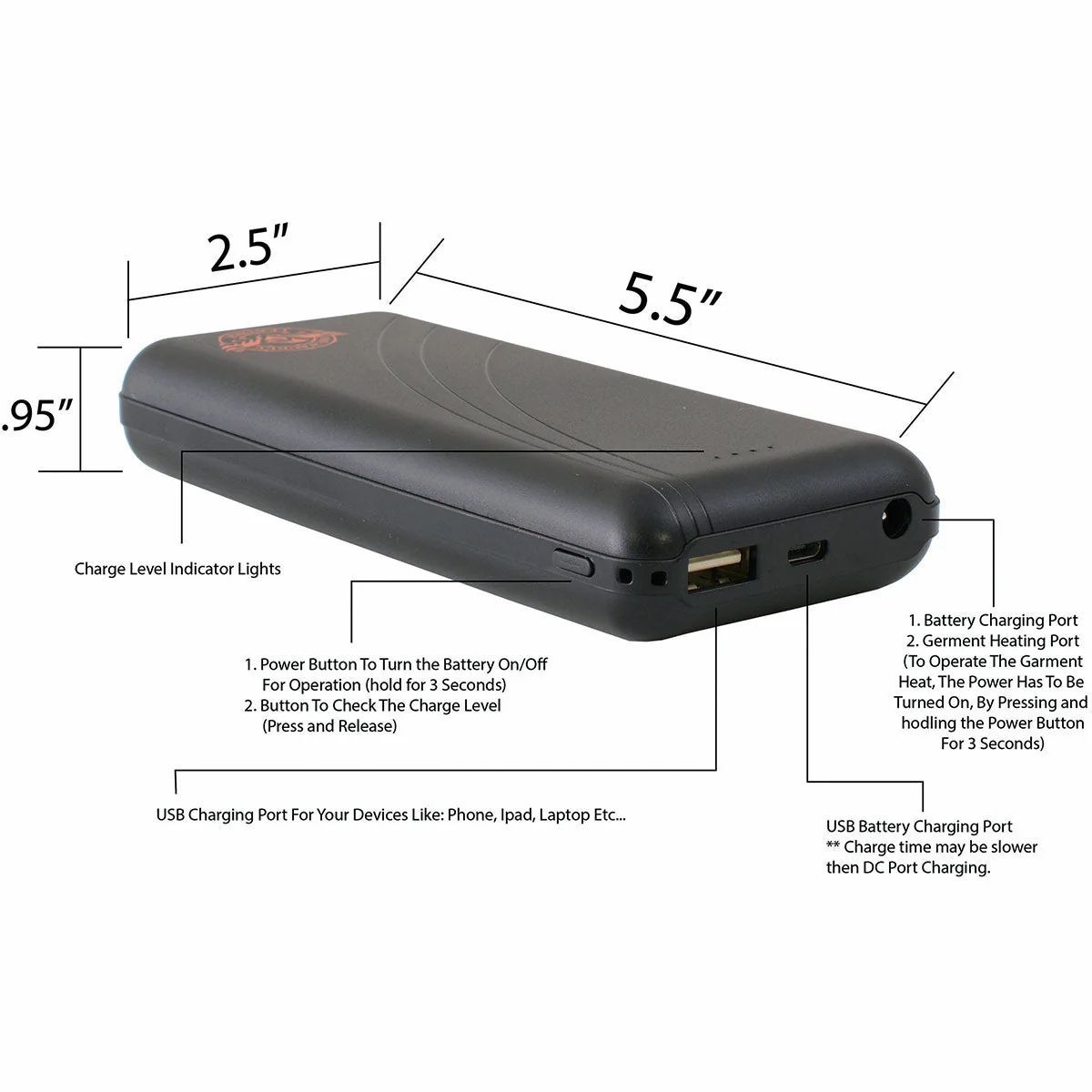 Milwaukee Leather and Nexgen Heat BAT7410000 7.4v Universal Battery 10000 MAH for Heated Apparel - Image 4
