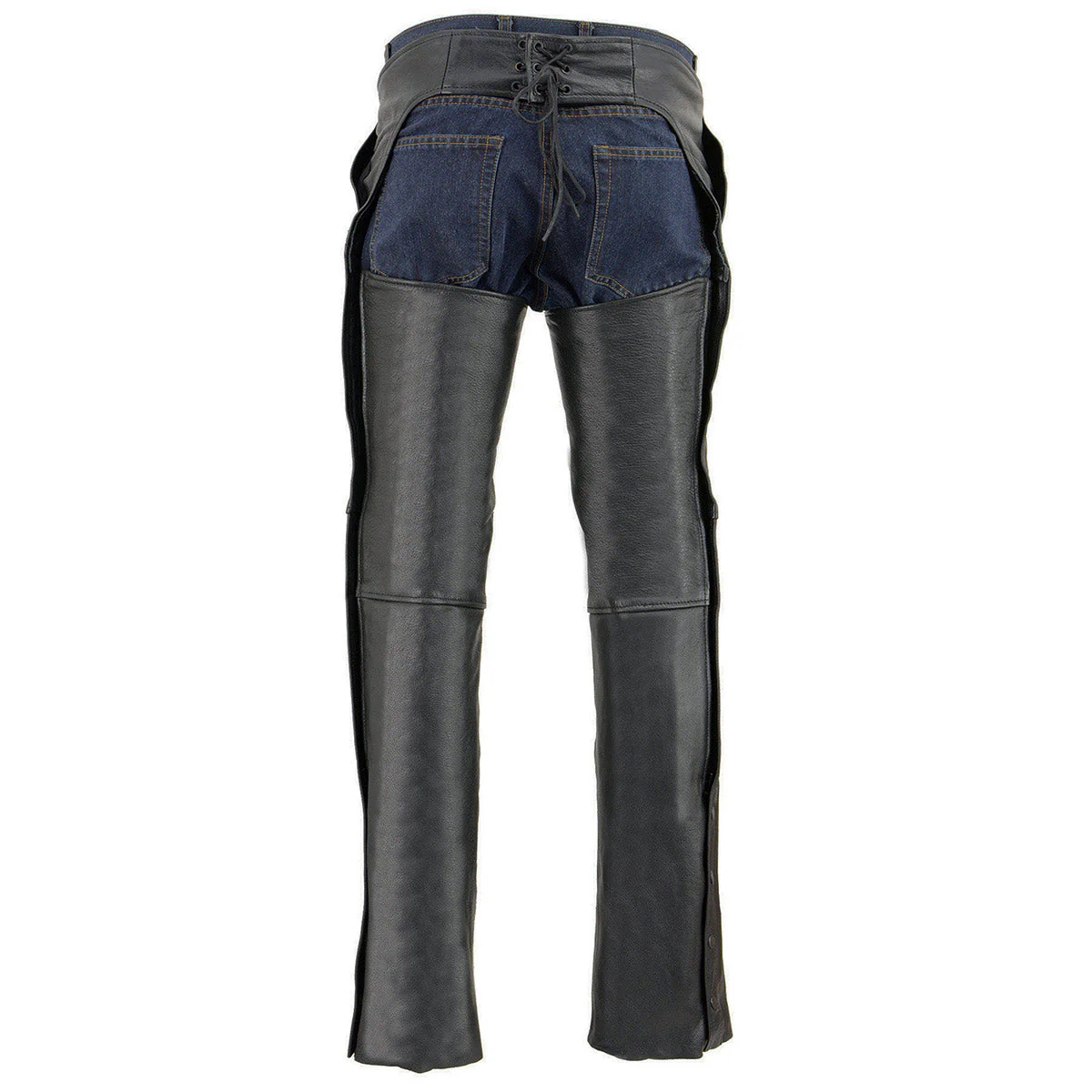 Milwaukee Leather Chaps for Men's Black Leather 3-Front Pockets- Thigh Patch Pocket Motorcycle Riders Chap- LKM5780 - Image 4