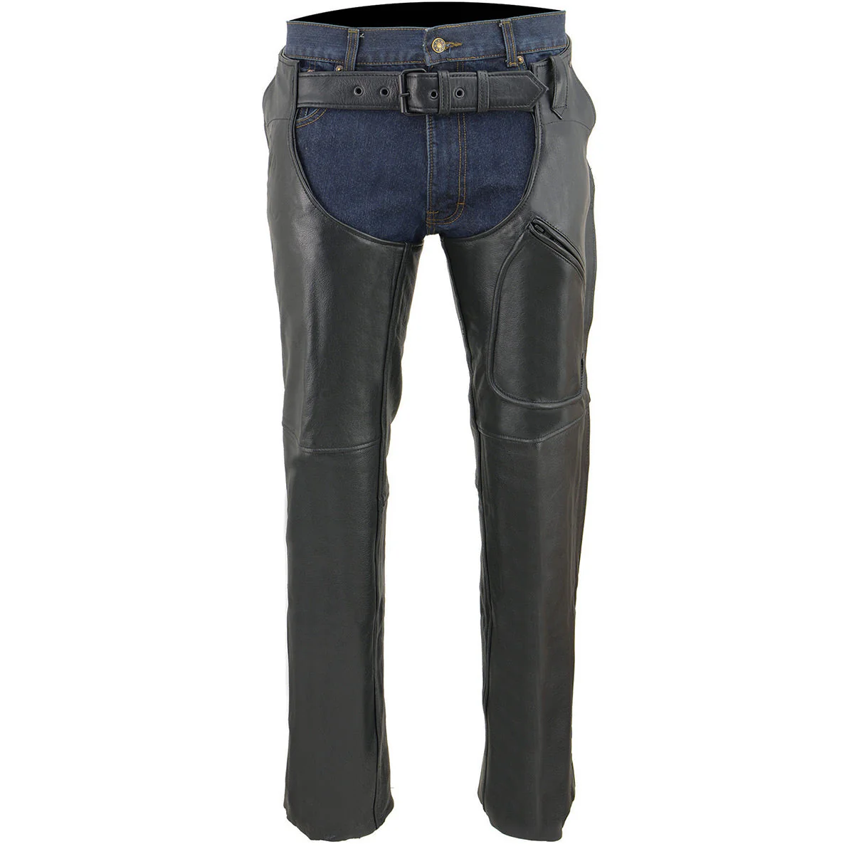 Milwaukee Leather Chaps for Men's Black Leather 3-Front Pockets- Thigh Patch Pocket Motorcycle Riders Chap- LKM5780 - Image 6