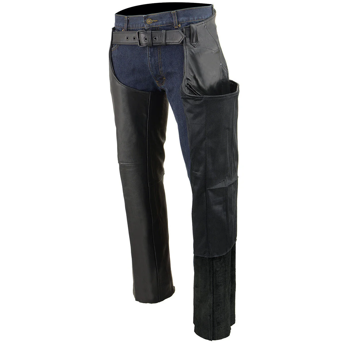 Milwaukee Leather Chaps for Men's Black Leather 3-Front Pockets- Thigh Patch Pocket Motorcycle Riders Chap- LKM5780 - Image 8