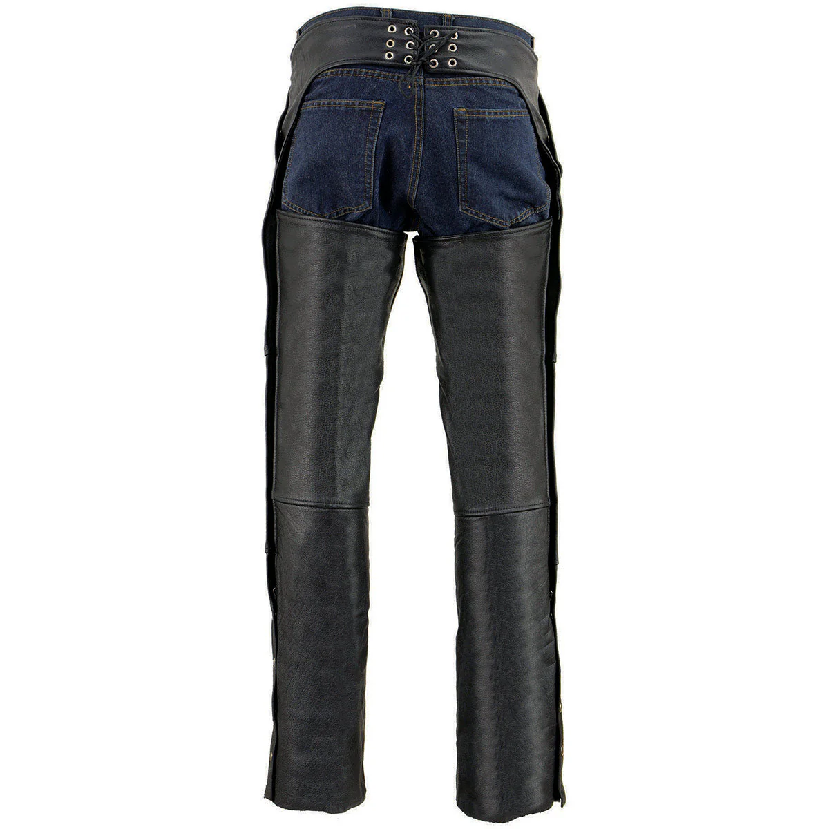 Milwaukee Leather Chaps for Men's Black Leather 4-Pockets - Snap Out Thermal Lined Motorcycle Riders Chap - SH1191C - Image 4
