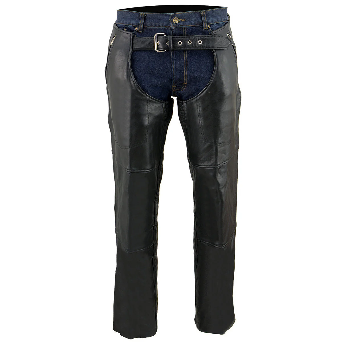 Milwaukee Leather Chaps for Men's Black Leather 4-Pockets - Snap Out Thermal Lined Motorcycle Riders Chap - SH1191C - Image 6