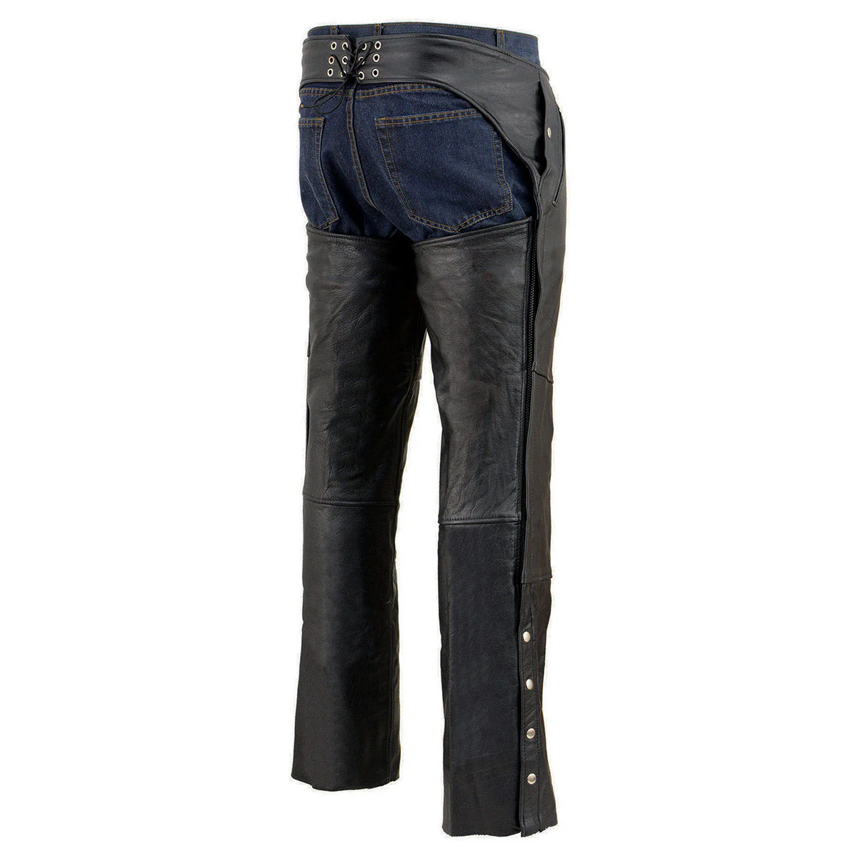 Milwaukee Leather Chaps for Men's Black Leather 4-Pockets - Snap Out Thermal Lined Motorcycle Riders Chap - SH1191C - Image 7