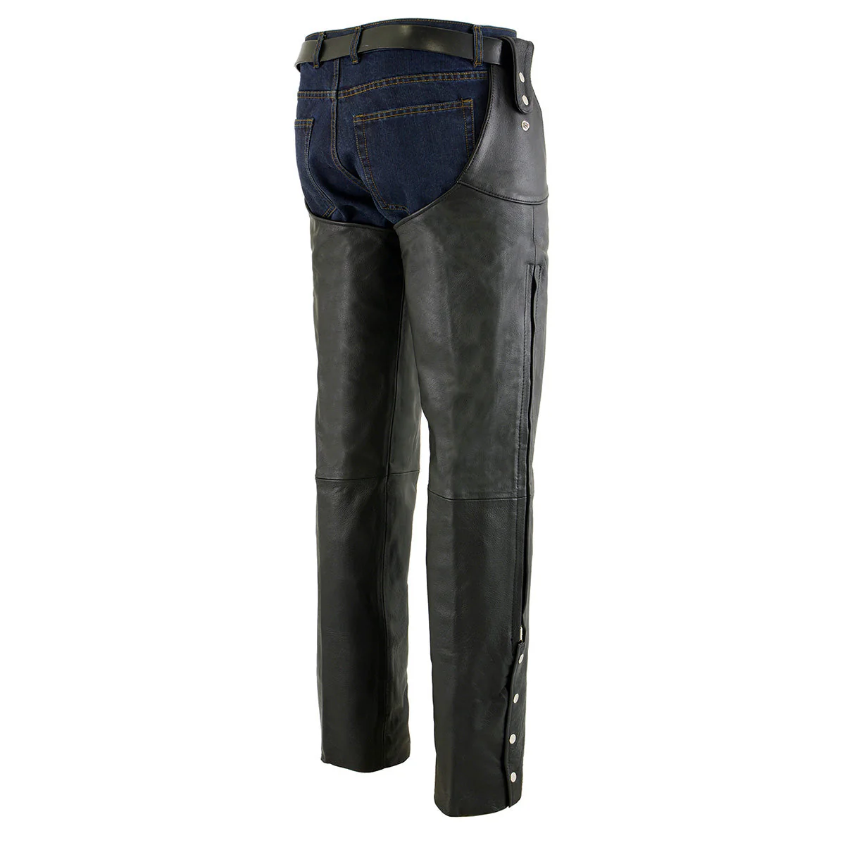 Milwaukee Leather Chaps for Men's Black Leather Belt Less- Adjustable Side Snap Loop Motorcycle Riders Chap- SH1198 - Image 10