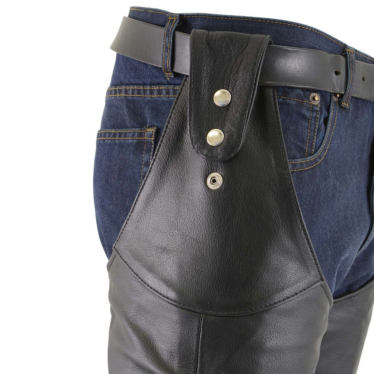 Milwaukee Leather Chaps for Men's Black Leather Belt Less- Adjustable Side Snap Loop Motorcycle Riders Chap- SH1198 - Image 14