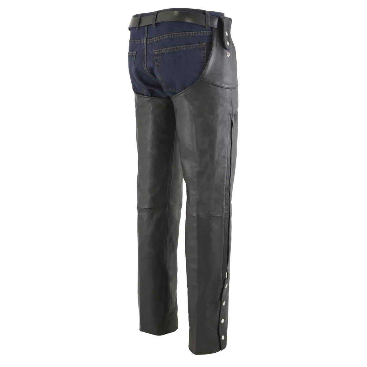 Milwaukee Leather Chaps for Men's Black Leather Belt Less- Adjustable Side Snap Loop Motorcycle Riders Chap- SH1198 - Image 2