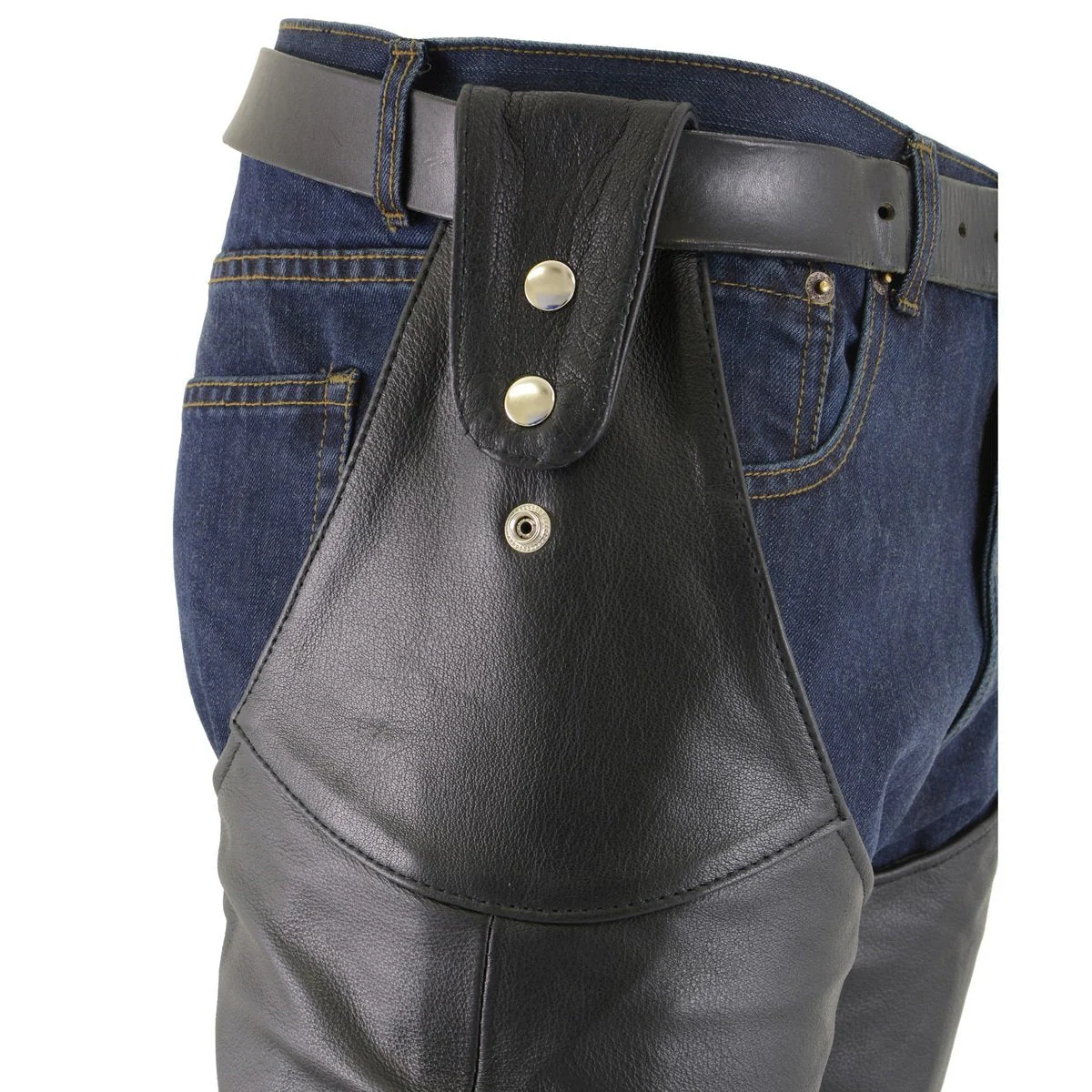Milwaukee Leather Chaps for Men's Black Leather Belt Less- Adjustable Side Snap Loop Motorcycle Riders Chap- SH1198 - Image 4