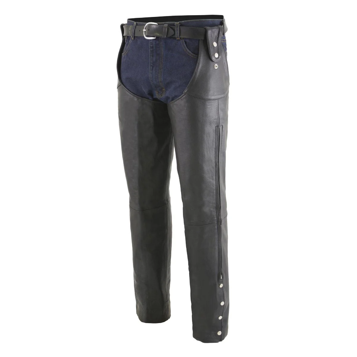 Milwaukee Leather Chaps for Men's Black Leather Belt Less- Adjustable Side Snap Loop Motorcycle Riders Chap- SH1198 - Image 7