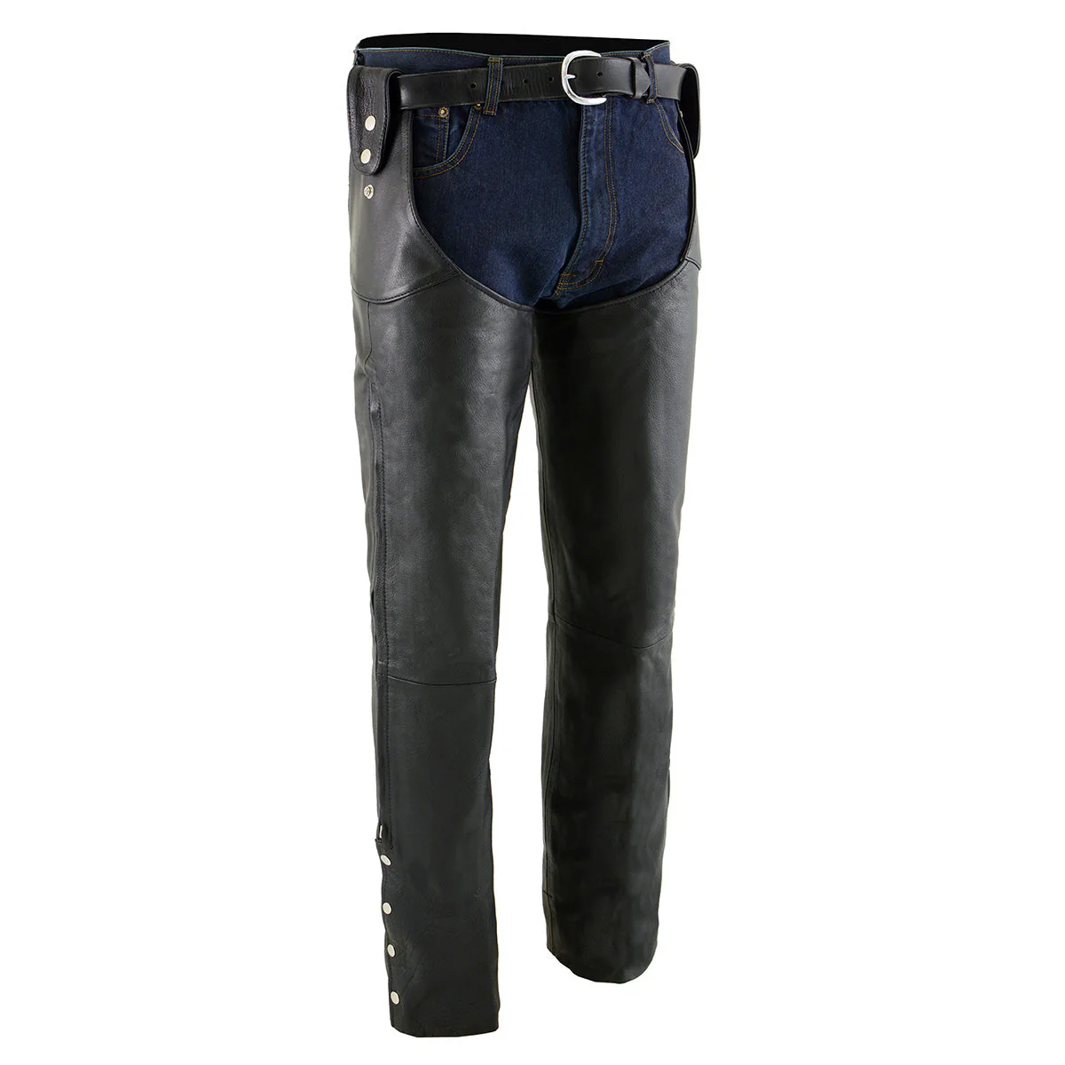 Milwaukee Leather Chaps for Men's Black Leather Belt Less- Adjustable Side Snap Loop Motorcycle Riders Chap- SH1198 - Image 8
