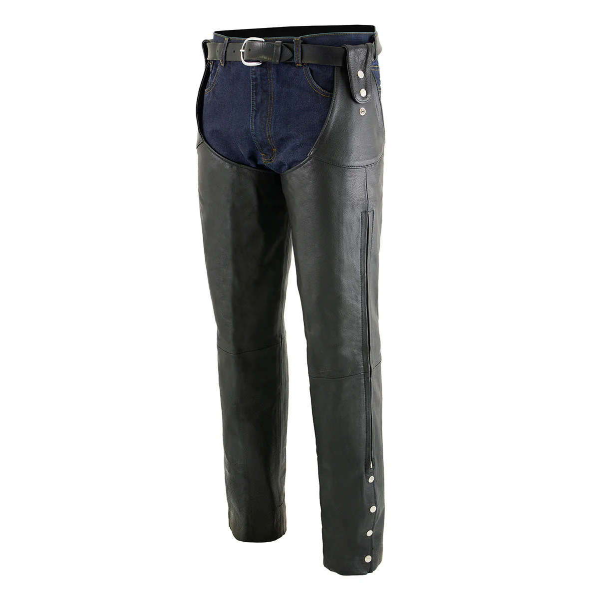 Milwaukee Leather Chaps for Men's Black Leather Belt Less- Adjustable Side Snap Loop Motorcycle Riders Chap- SH1198 - Image 9