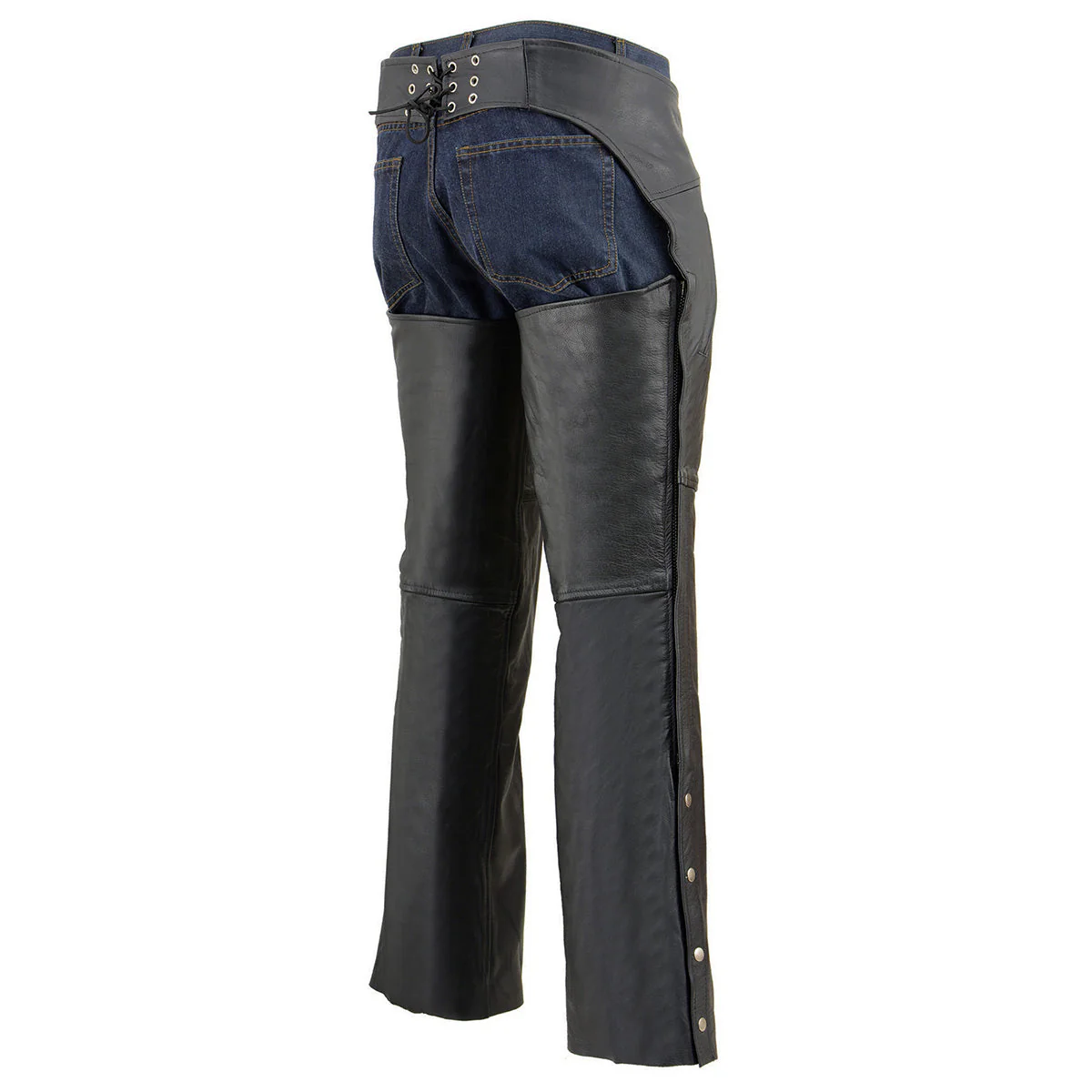 Milwaukee Leather Chaps for Men's Black Leather Dual Side Thigh Zipper Close Pockets Motorcycle Rider Chap- LKM5782 - Image 9