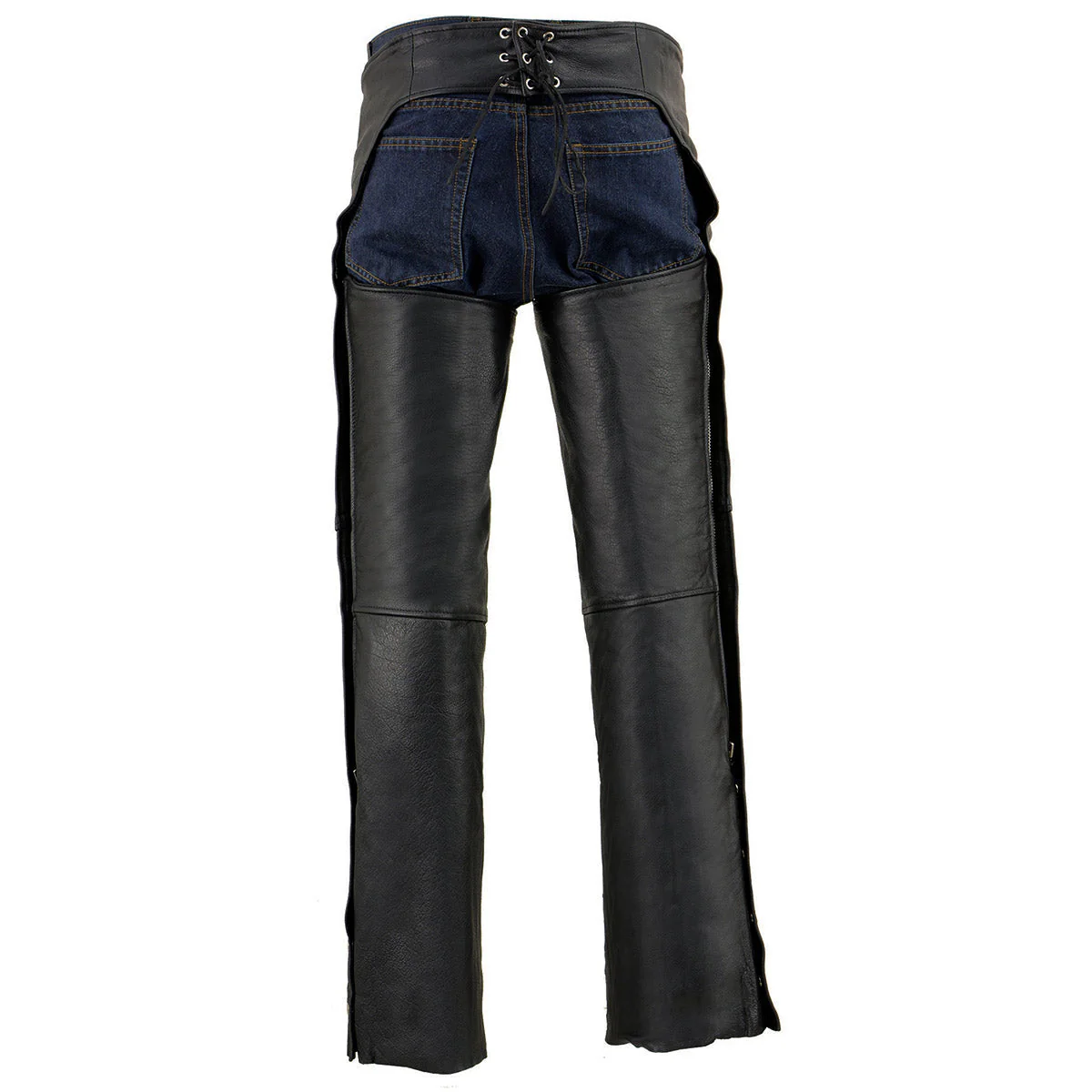 Milwaukee Leather Chaps for Men's Black Leather Slash Pocket- Snap Out Thermal Lined Motorcycle Riders Chap- SH1103 - Image 4