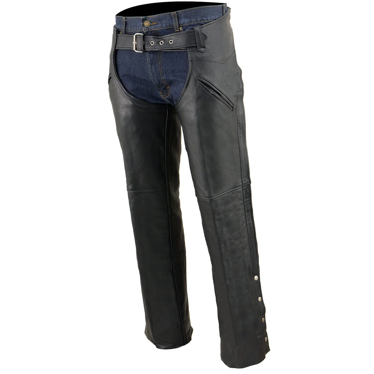 Milwaukee Leather Chaps for Men's Black Leather Slash Pocket- Snap Out Thermal Lined Motorcycle Riders Chap- SH1103 - Image 7