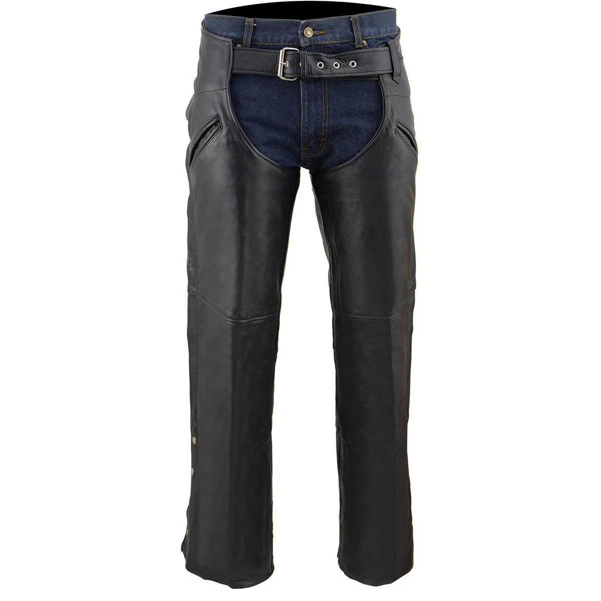 Milwaukee Leather Chaps for Men's Black Leather Slash Pocket- Snap Out Thermal Lined Motorcycle Riders Chap- SH1103 - Image 8