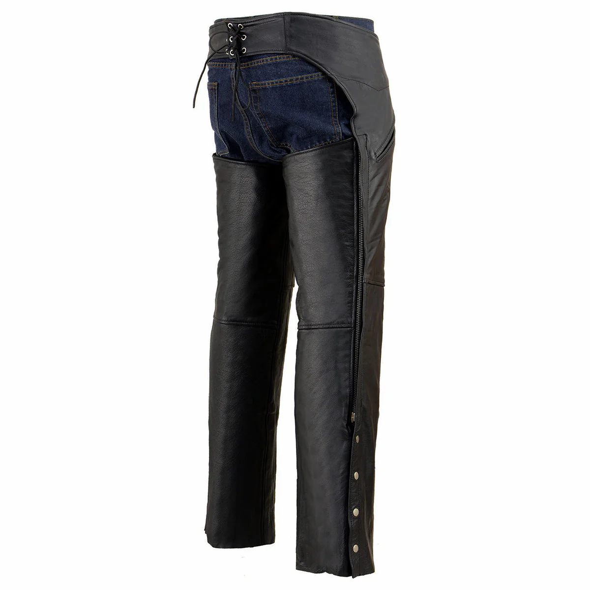 Milwaukee Leather Chaps for Men's Black Leather Slash Pocket- Snap Out Thermal Lined Motorcycle Riders Chap- SH1103 - Image 9