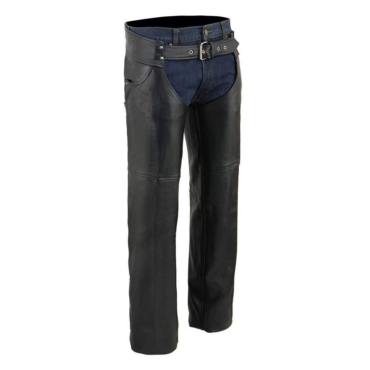 Milwaukee Leather Chaps for Men's Black Premium Leather - Classic Jean Style Pockets Motorcycle Chap - SH1101TALL - Image 3