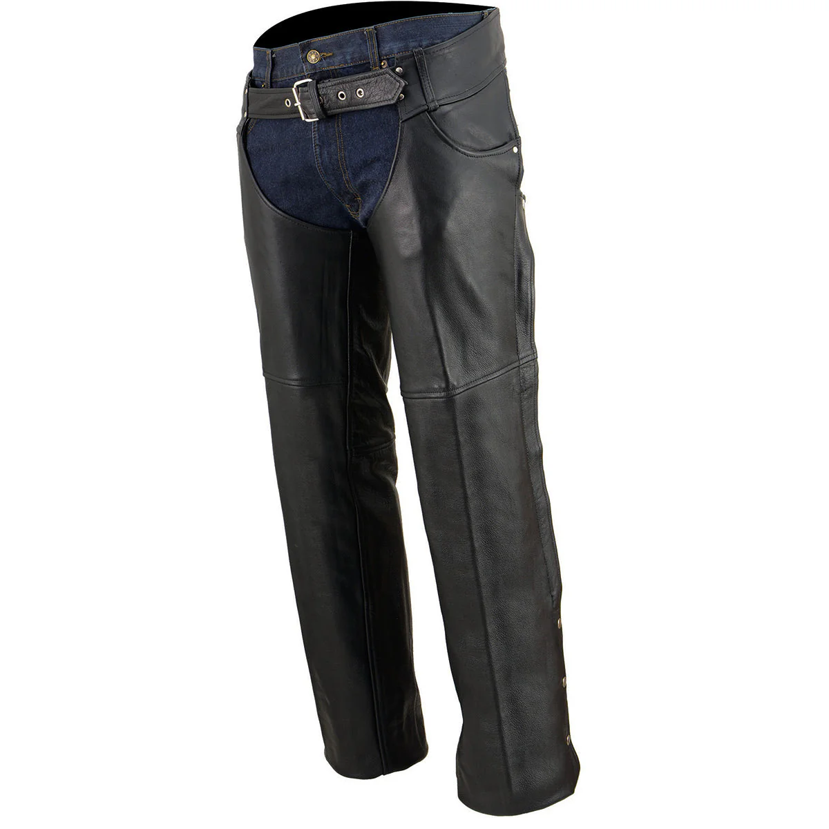 Milwaukee Leather Chaps for Men's Black Premium Leather - Classic Jean Style Pockets Motorcycle Chap - SH1101TALL - Image 7