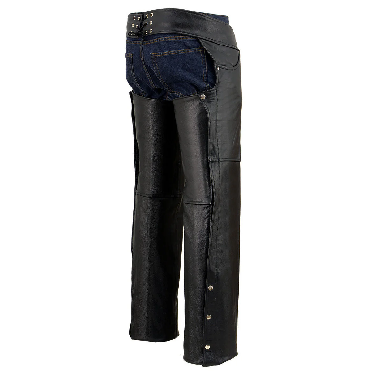 Milwaukee Leather Chaps for Men's Black Premium Leather - Classic Jean Style Pockets Motorcycle Chap - SH1101TALL - Image 9