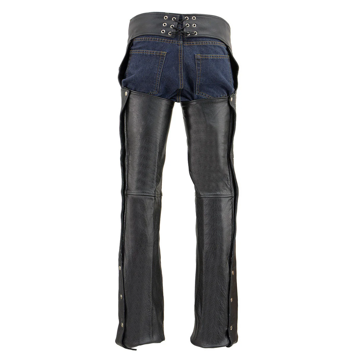Milwaukee Leather Chaps for Men's Black Premium Leather- Classic Jean Style Pockets Motorcycle Riders Chap- LKM5781 - Image 3