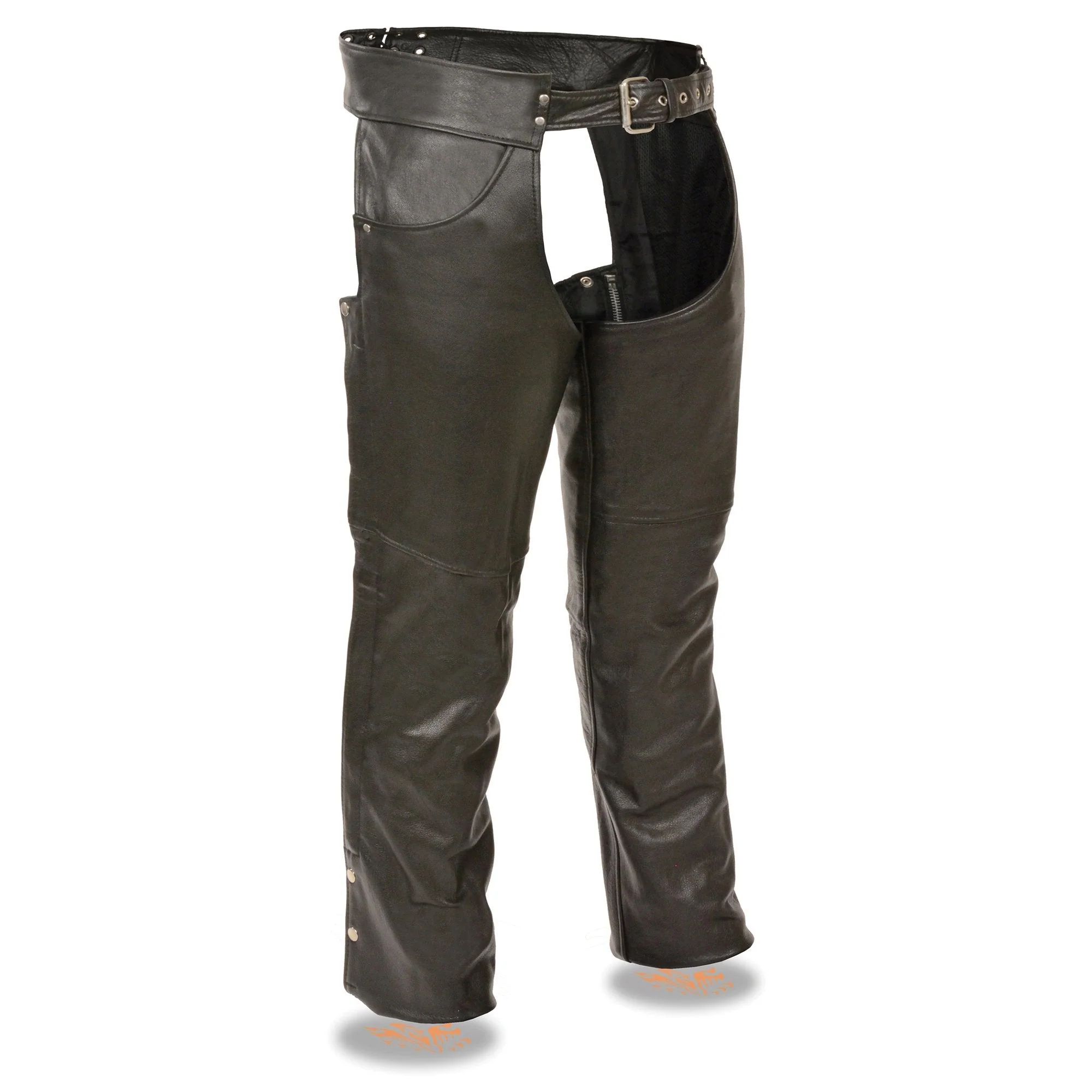 Milwaukee Leather Chaps for Men's Black Premium Leather- Classic Jean Style Pockets Motorcycle Riders Chap - SH1101 - Image 2