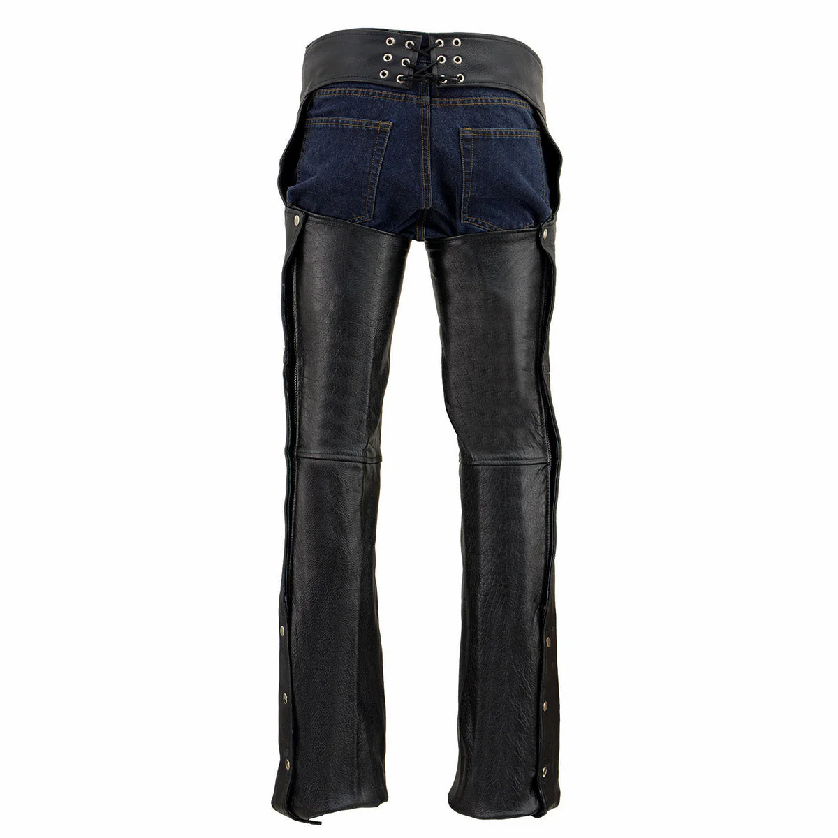 Milwaukee Leather Chaps for Men's Black Premium Leather- Classic Jean Style Pockets Motorcycle Riders Chap - SH1101 - Image 5