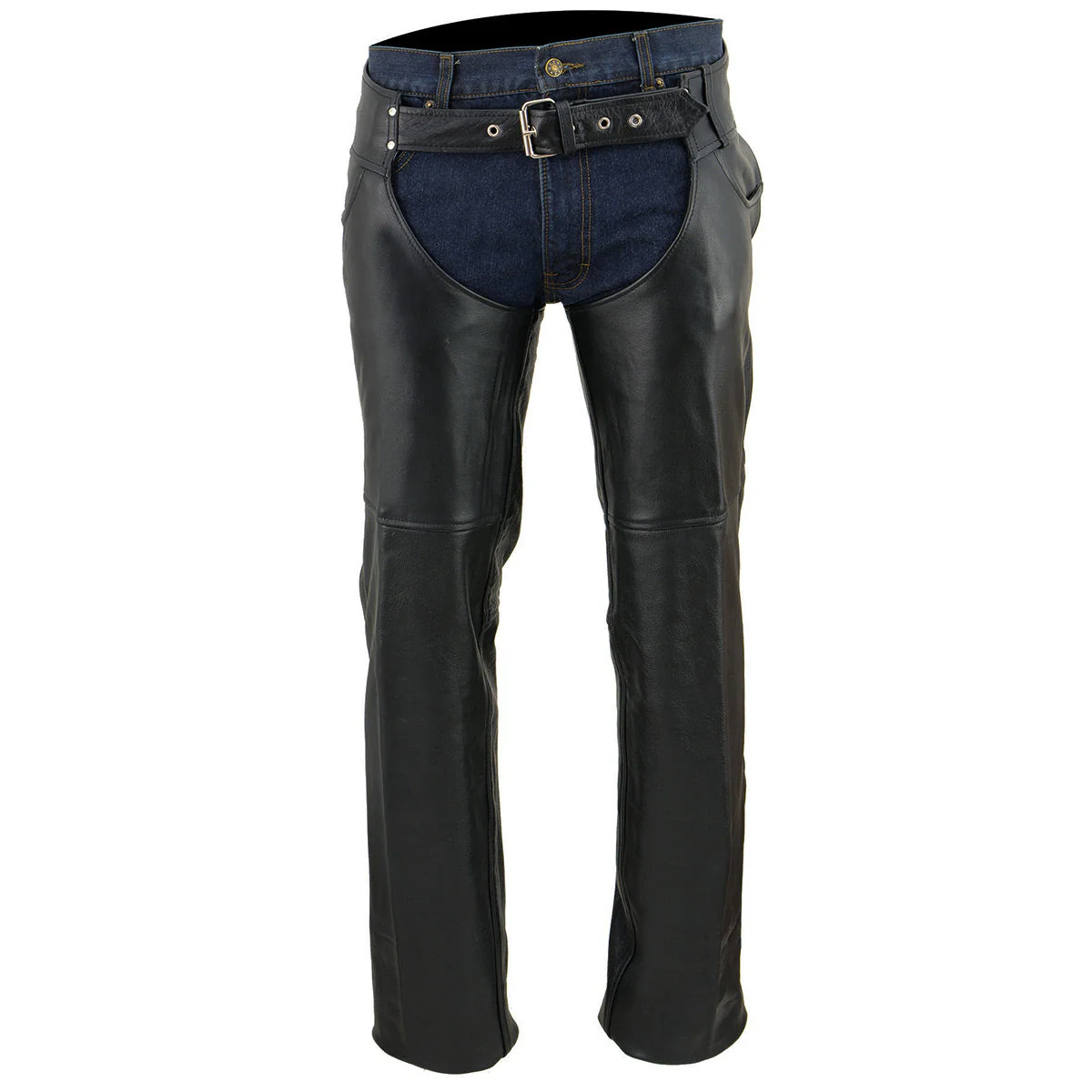 Milwaukee Leather Chaps for Men's Black Premium Leather- Classic Jean Style Pockets Motorcycle Riders Chap - SH1101 - Image 9