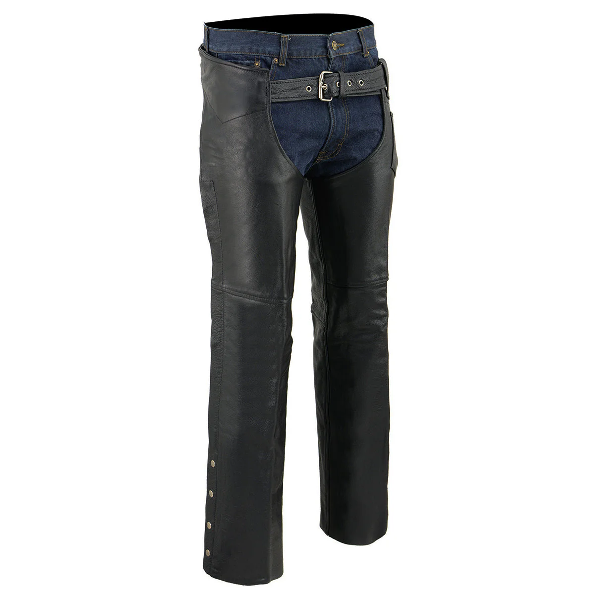 Milwaukee Leather Chaps for Men's Black Premium Leather Fully Lined - Coin Pocket Motorcycle Riders Chap - SH1115 - Image 3