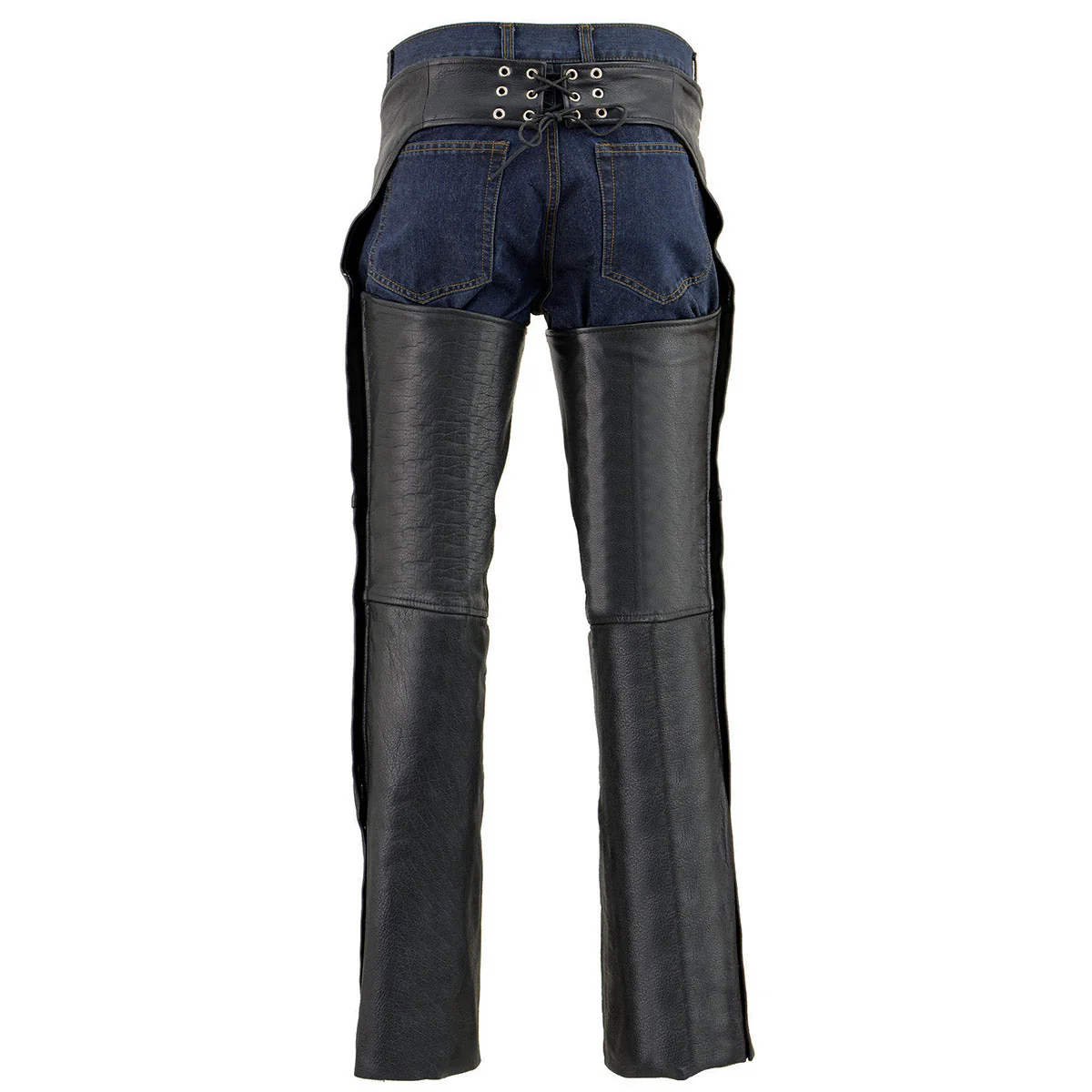 Milwaukee Leather Chaps for Men's Black Premium Leather Fully Lined - Coin Pocket Motorcycle Riders Chap - SH1115 - Image 4