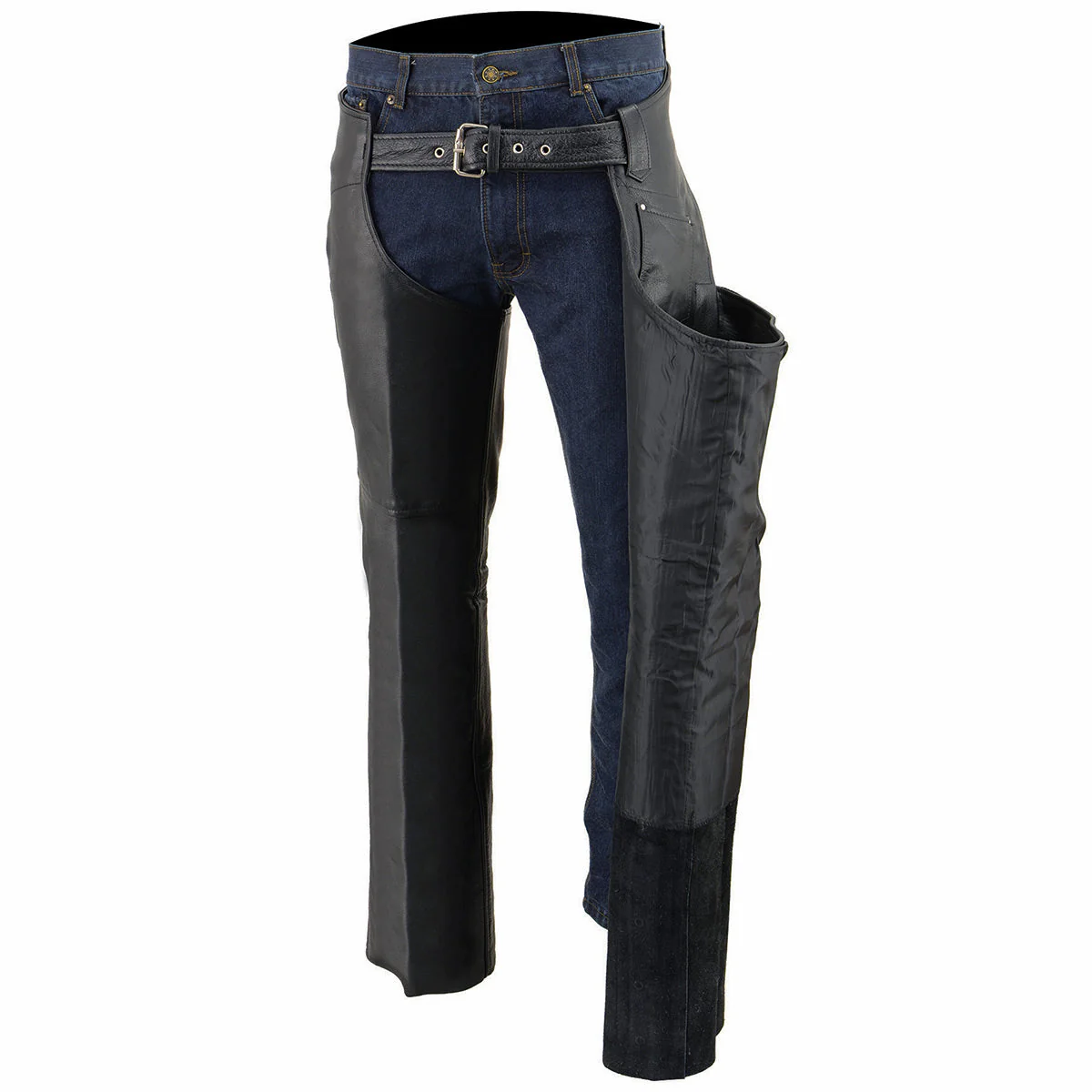 Milwaukee Leather Chaps for Men's Black Premium Leather Fully Lined - Coin Pocket Motorcycle Riders Chap - SH1115 - Image 5