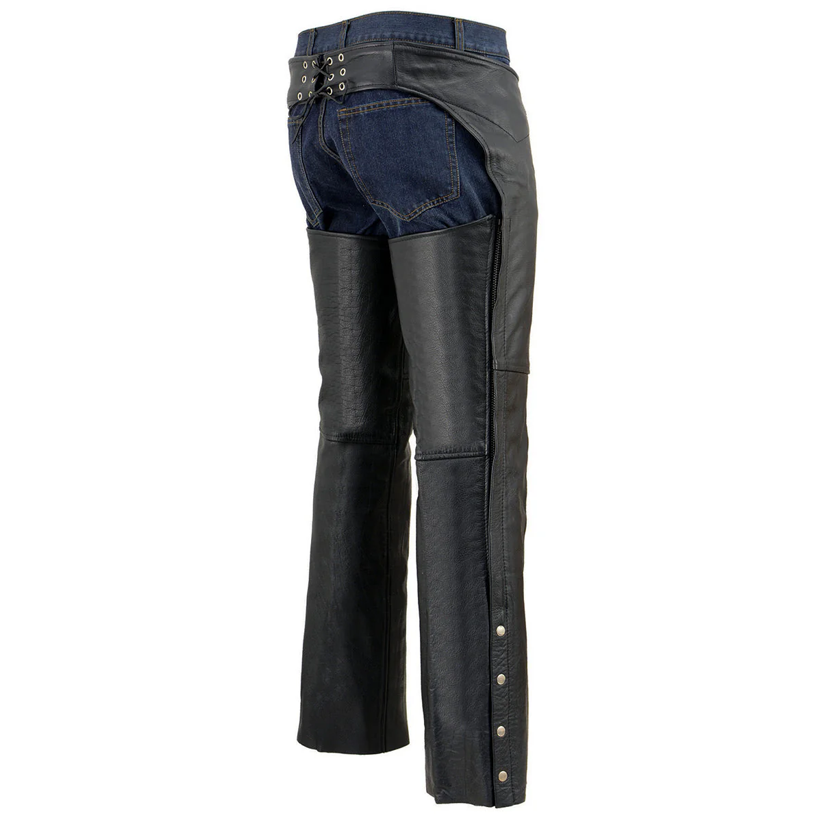 Milwaukee Leather Chaps for Men's Black Premium Leather Fully Lined - Coin Pocket Motorcycle Riders Chap - SH1115 - Image 7