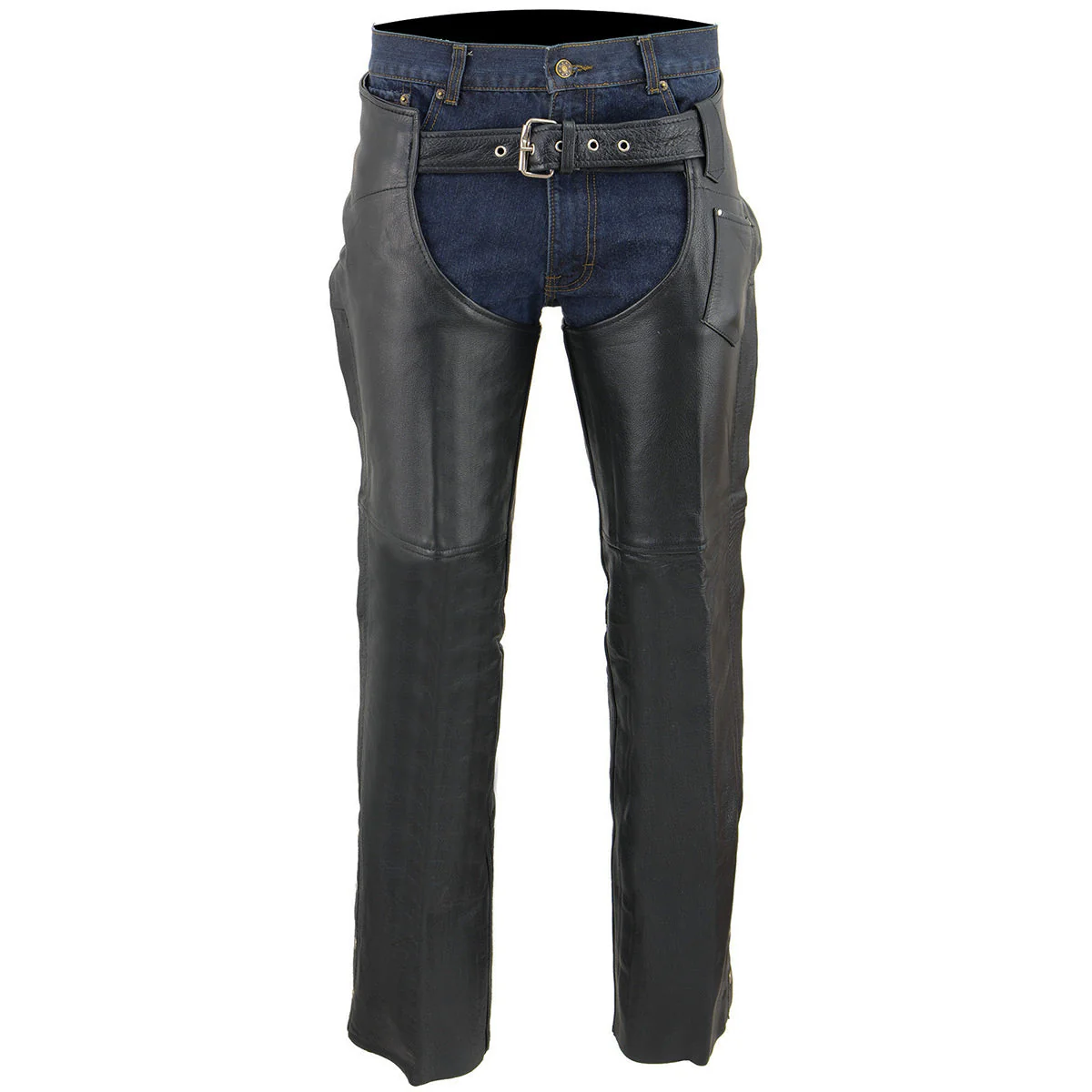 Milwaukee Leather Chaps for Men's Black Premium Leather Fully Lined - Coin Pocket Motorcycle Riders Chap - SH1115 - Image 8