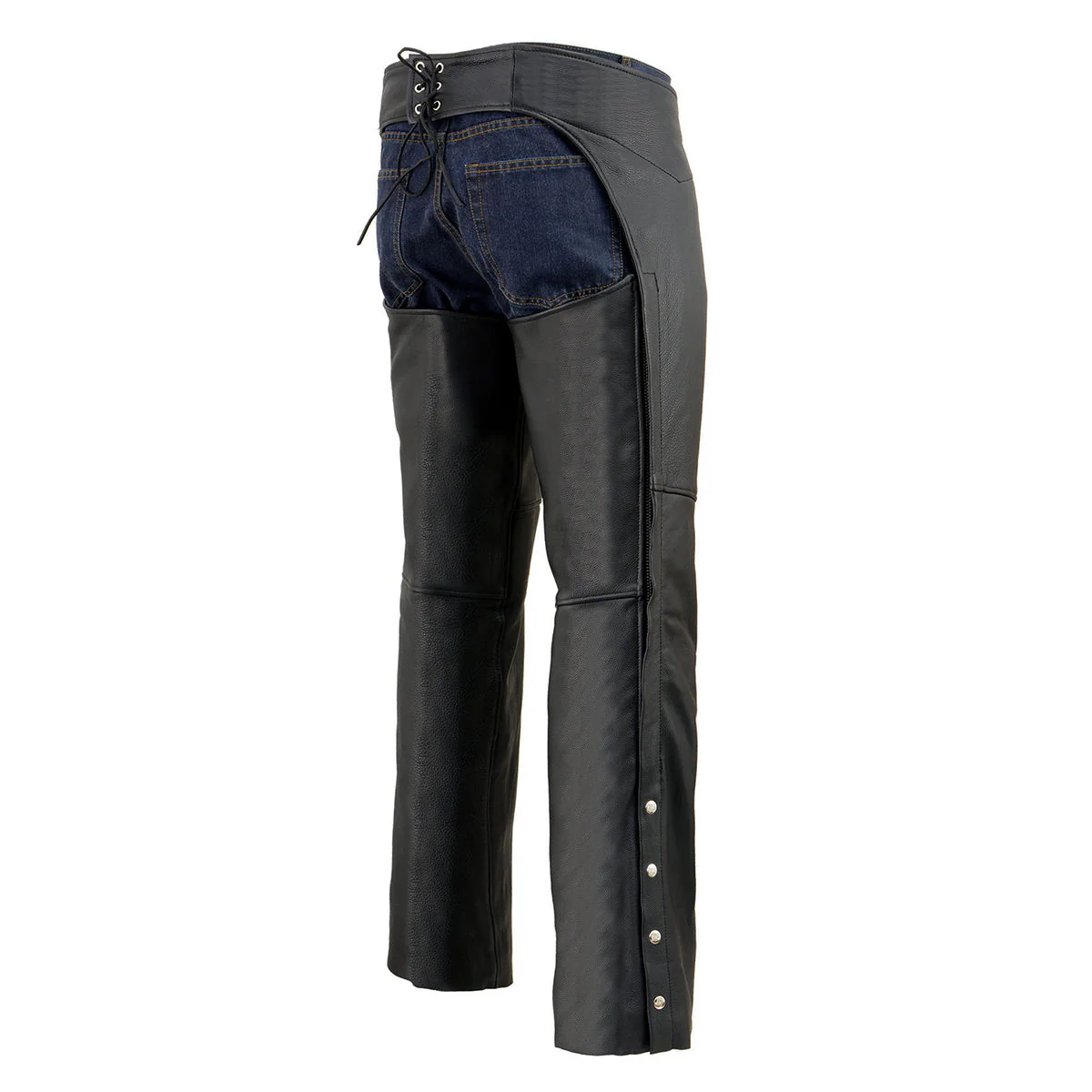 Milwaukee Leather Chaps for Men's Black Premium Leather Fully Lined  Motorcycle Chaps w/ Front Coin Pocket-ML1115 - Image 10