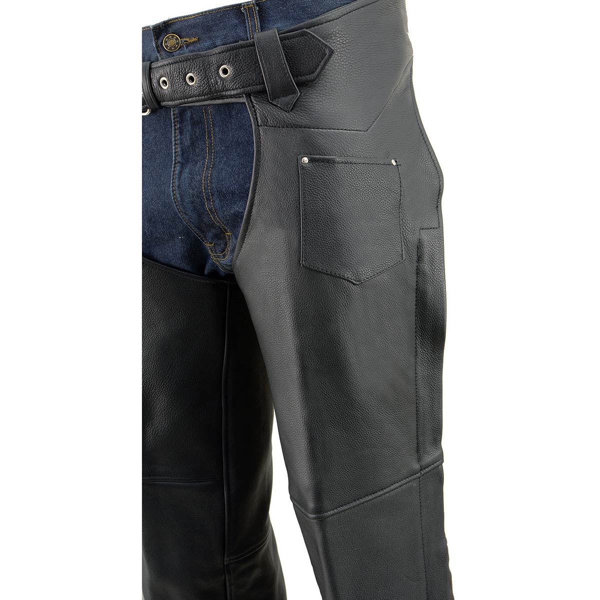 Milwaukee Leather Chaps for Men's Black Premium Leather Fully Lined  Motorcycle Chaps w/ Front Coin Pocket-ML1115 - Image 11