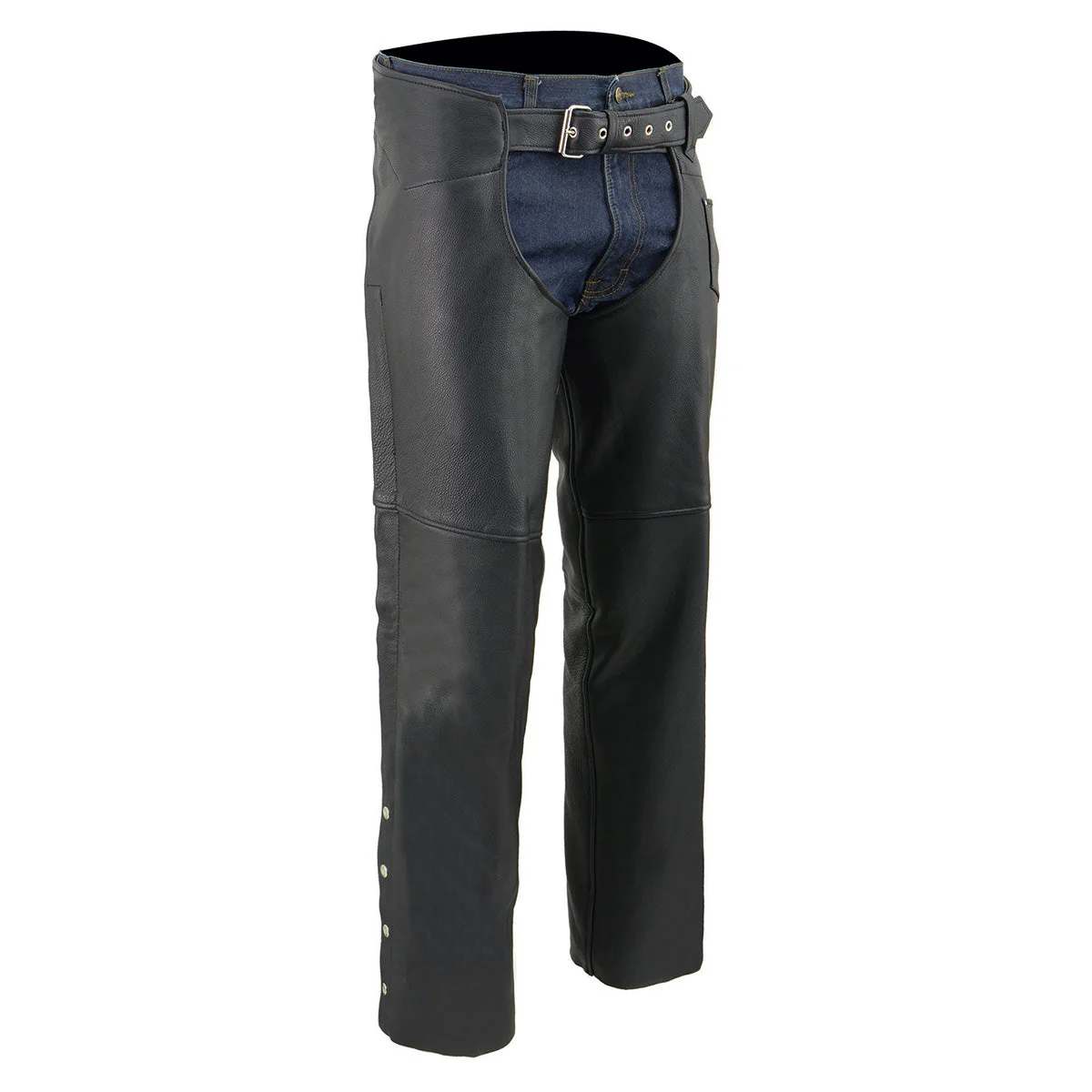 Milwaukee Leather Chaps for Men's Black Premium Leather Fully Lined  Motorcycle Chaps w/ Front Coin Pocket-ML1115 - Image 4