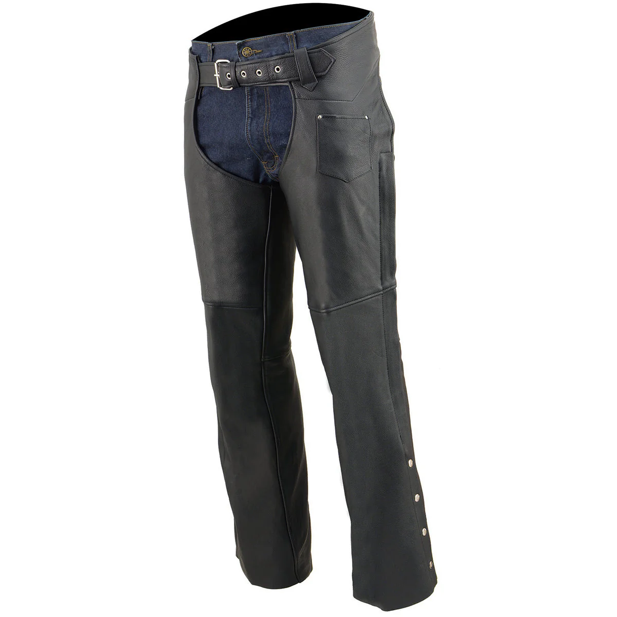 Milwaukee Leather Chaps for Men's Black Premium Leather Fully Lined  Motorcycle Chaps w/ Front Coin Pocket-ML1115 - Image 7