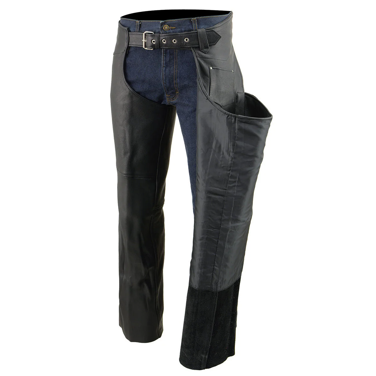 Milwaukee Leather Chaps for Men's Black Premium Leather Fully Lined  Motorcycle Chaps w/ Front Coin Pocket-ML1115 - Image 9