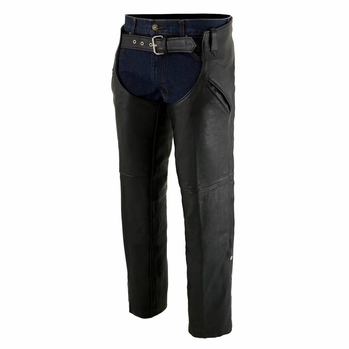 Milwaukee Leather Chaps for Men's Black Premium Leather Motorcycle Chaps w/ Snap Out Thermal Liner-Slash Pocket-ML1103 - Image 13